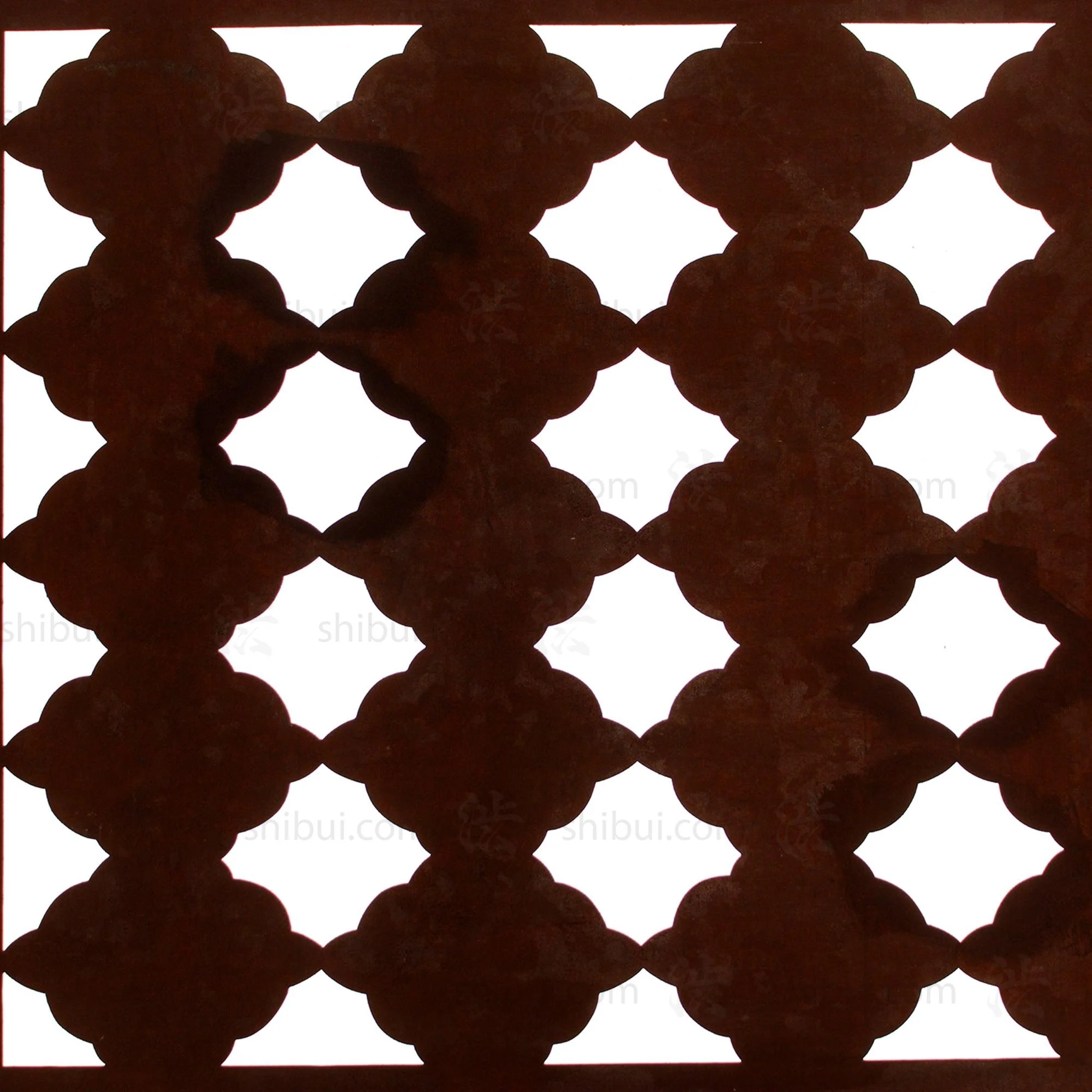 Pair of Floral Geometric Motif Katagami | Japanese Lacquered Paper Stencil - Image 5