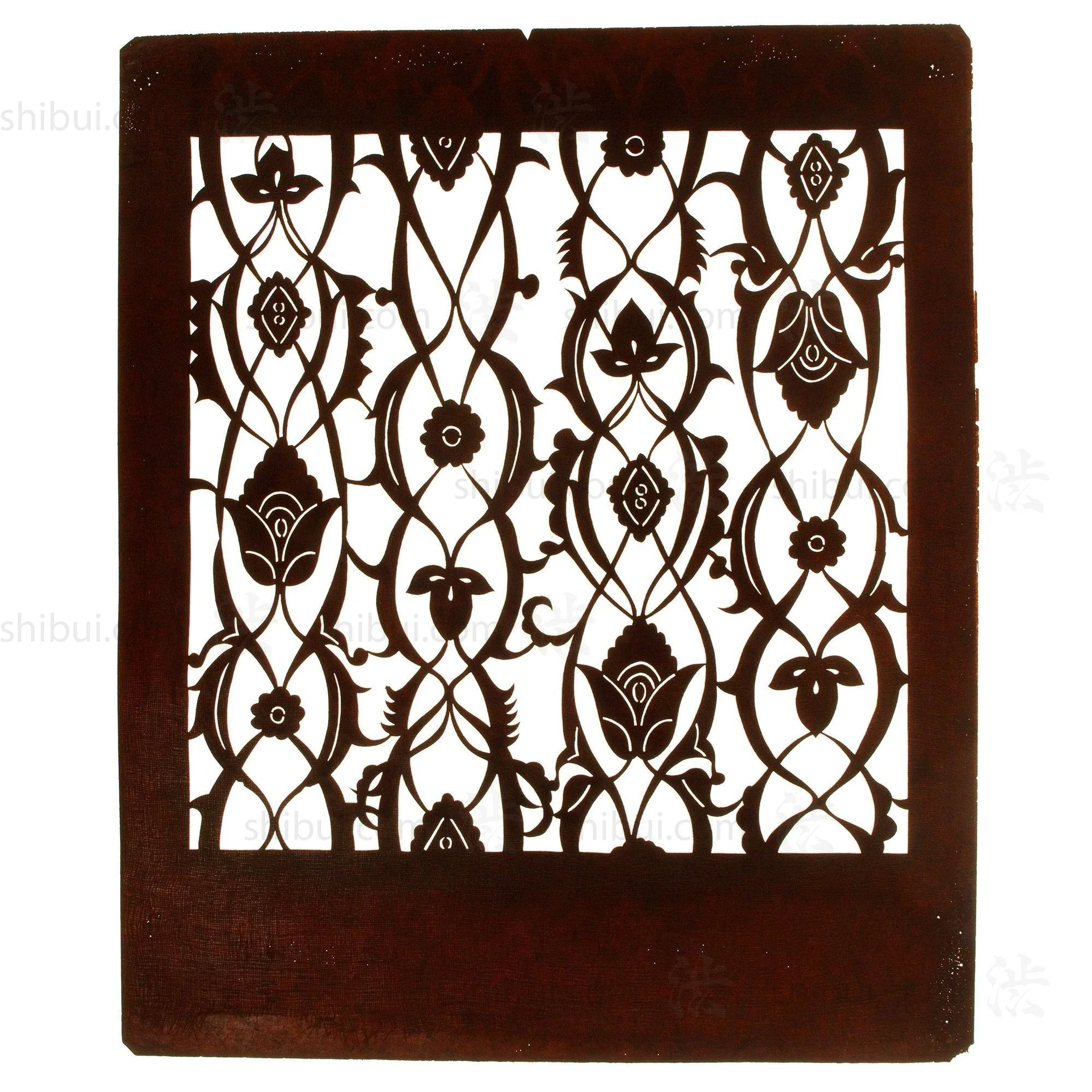 Floral Helix Motif Katagami | Japanese Lacquered Paper Stencil