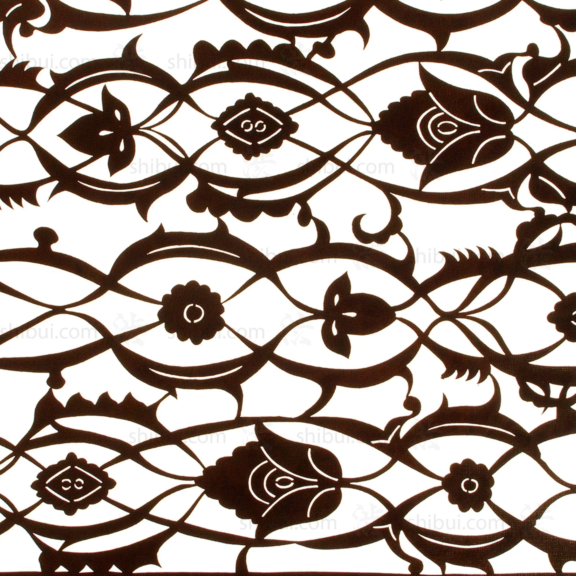 Floral Helix Motif Katagami | Japanese Lacquered Paper Stencil - Image 2
