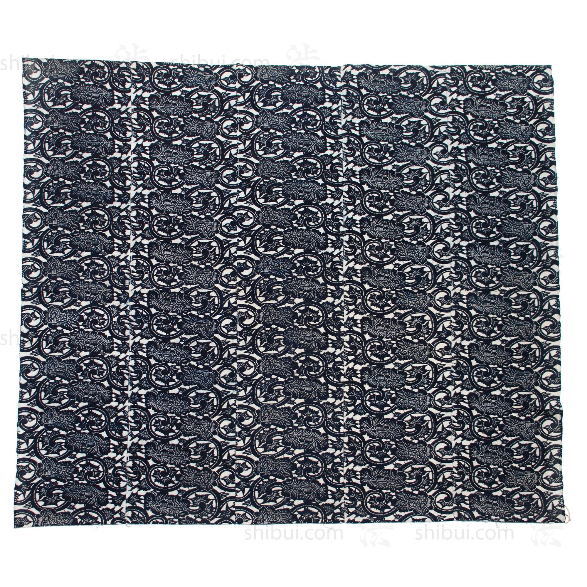 Floral Katazome sheet | Japanese Indigo Cotton - Image 2