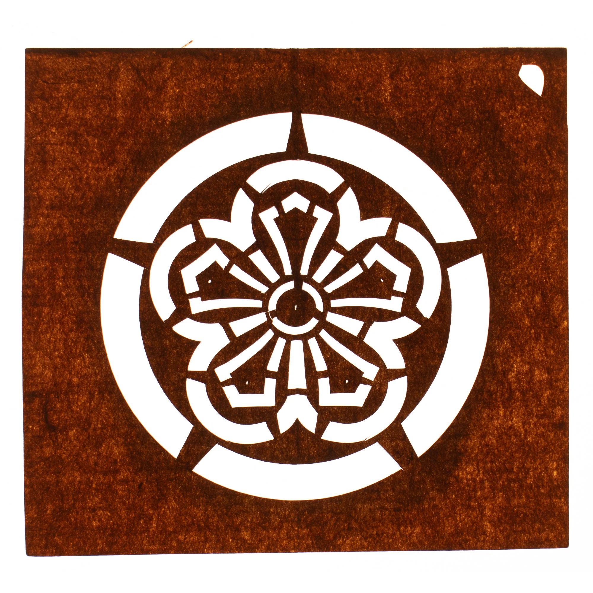 Floral Mon Motif Katagami | Japanese Lacquered Paper Stencil