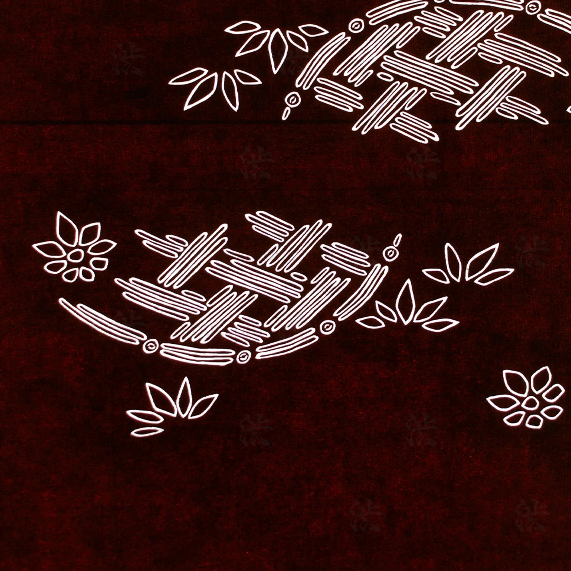 Flower Basket Motif Katagami | Japanese Lacquered Paper Stencil - Image 2