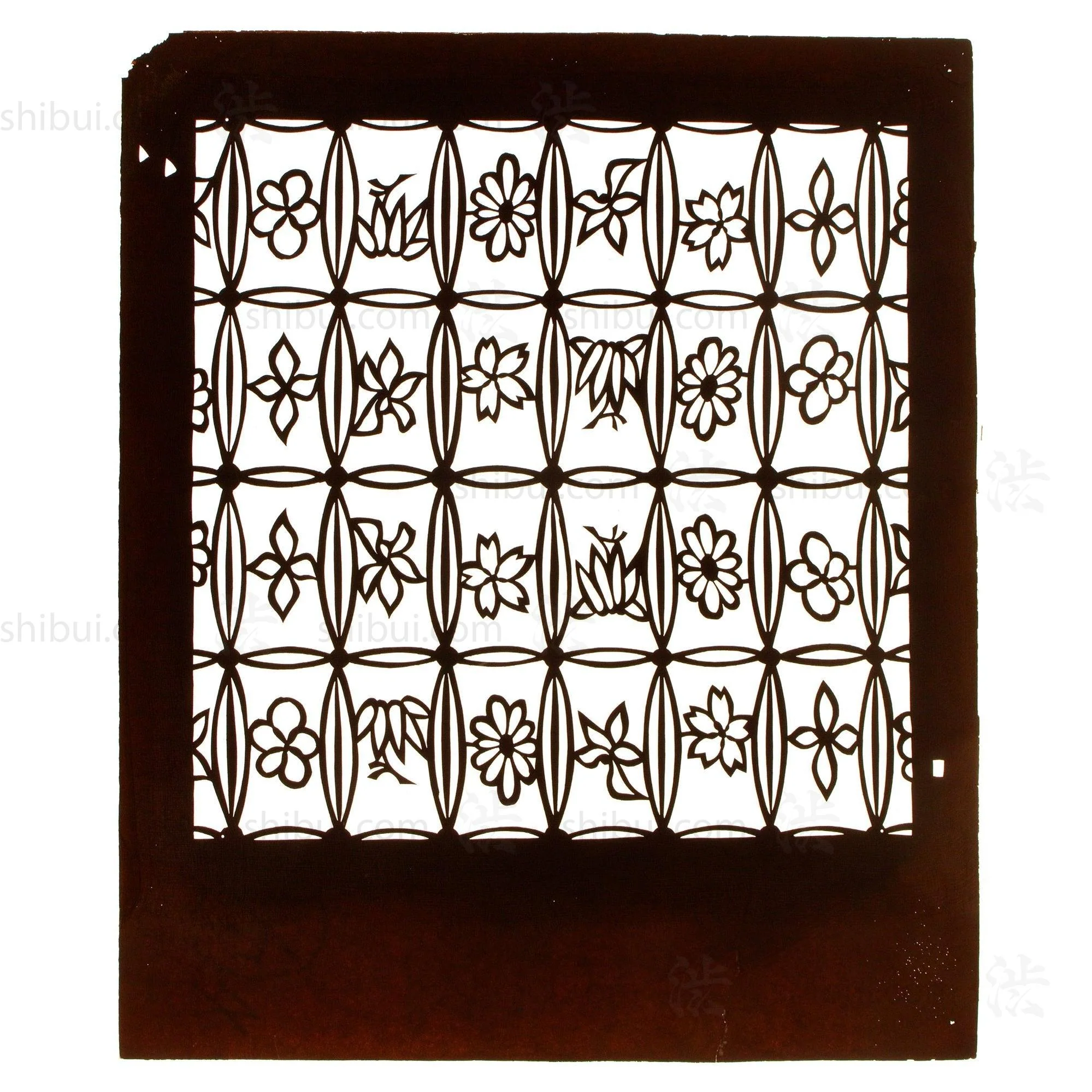 Flower Box Motif Katagami | Japanese Lacquered Paper Stencil
