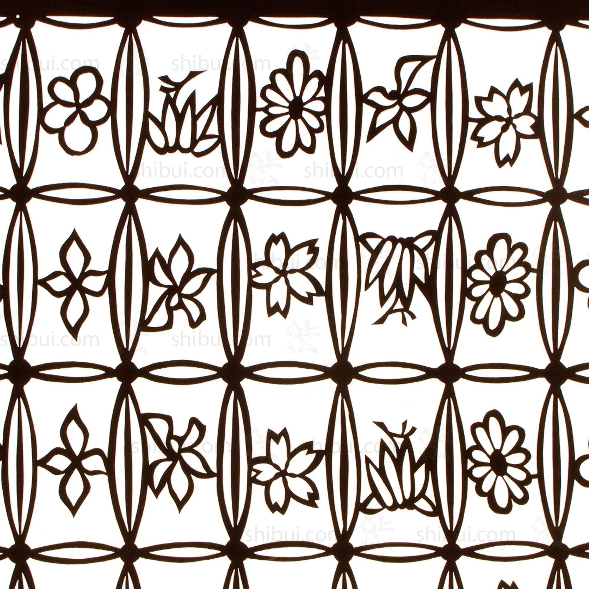 Flower Box Motif Katagami | Japanese Lacquered Paper Stencil - Image 2