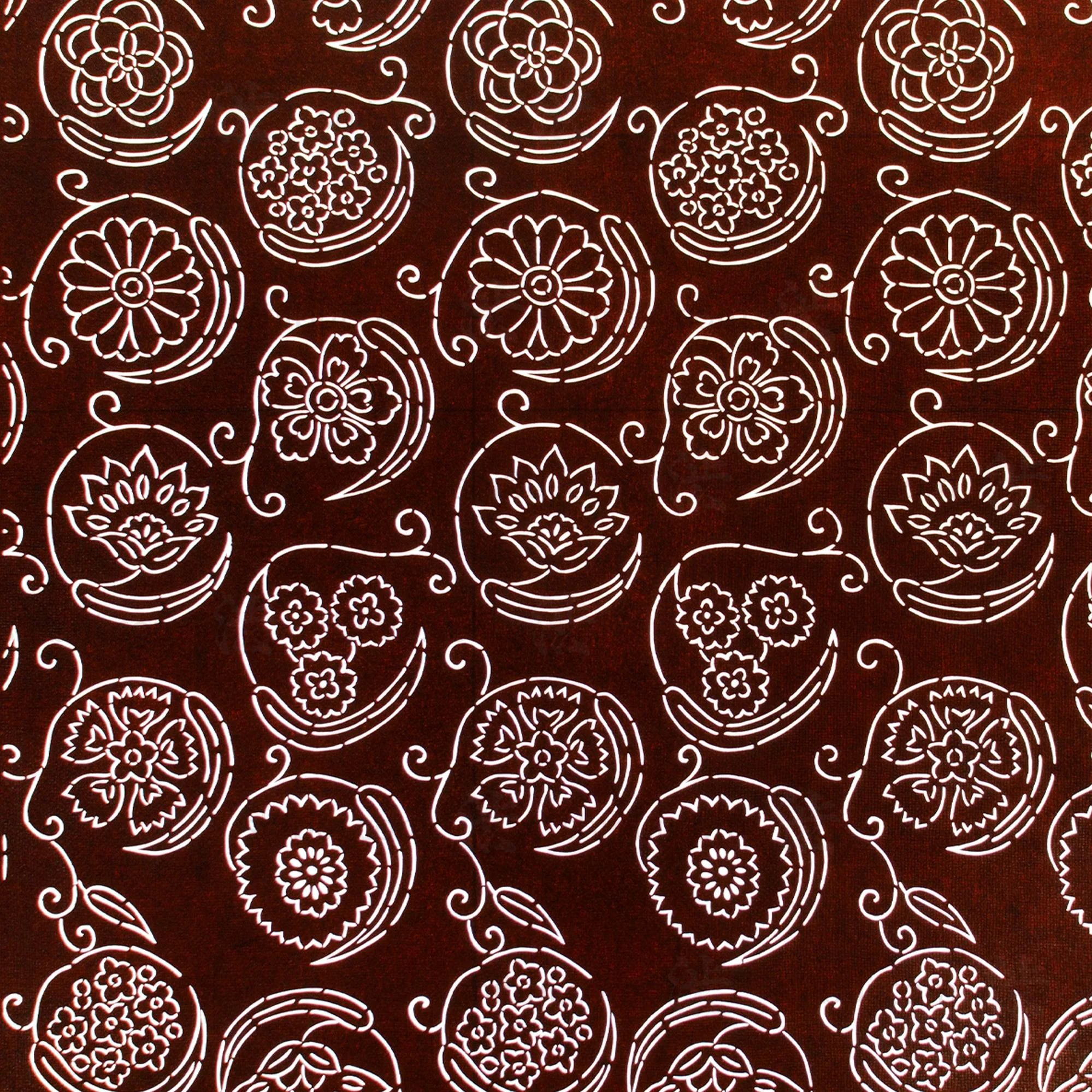 Flower Field Motif Katagami | Japanese Lacquered Paper Stencil - Image 2