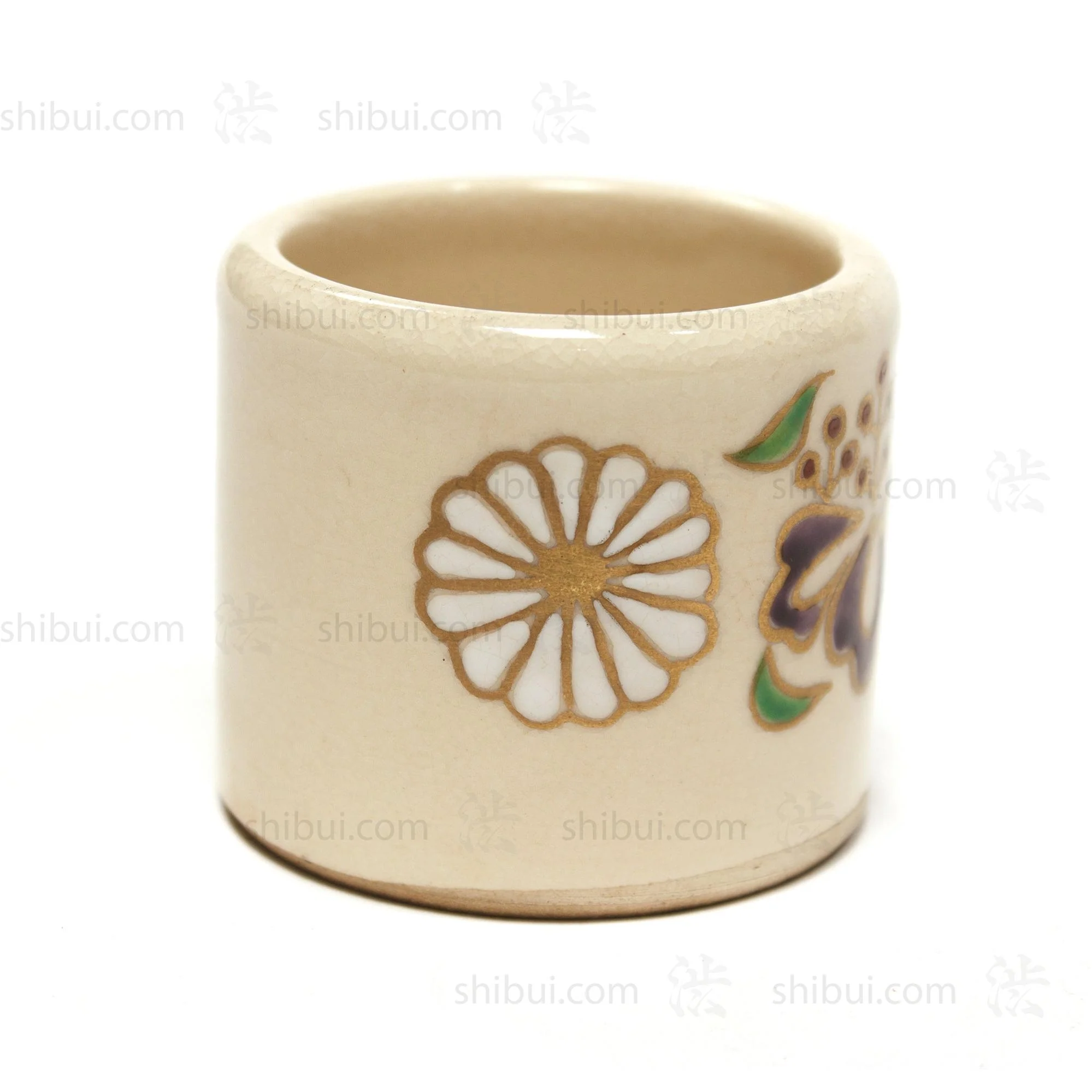 Kyo-yaki Futaoki | Vintage Ladle Rest with Kiri and Kiku Motif - Image 2