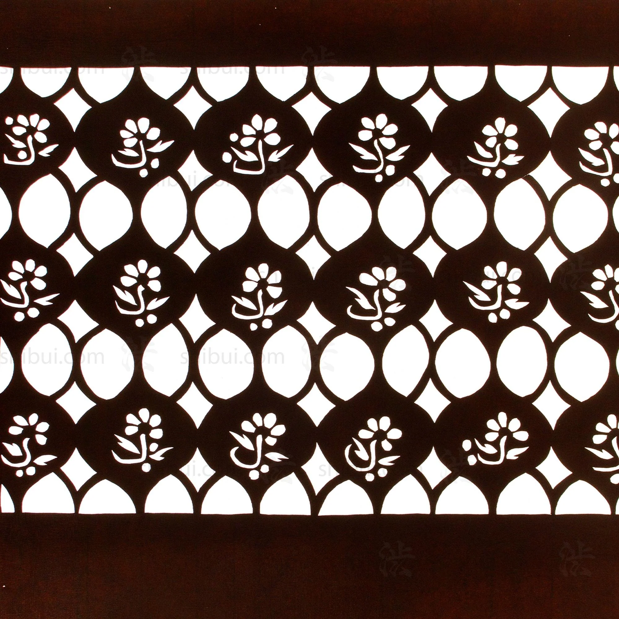 Geometric Floral Motif Katagami | Japanese Lacquered Paper Stencil - Image 2