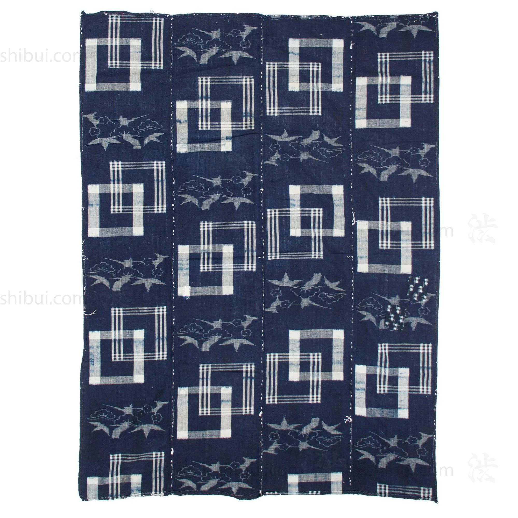 Handwoven Kasuri Futon Cover with Sho Chiku Bai Motif