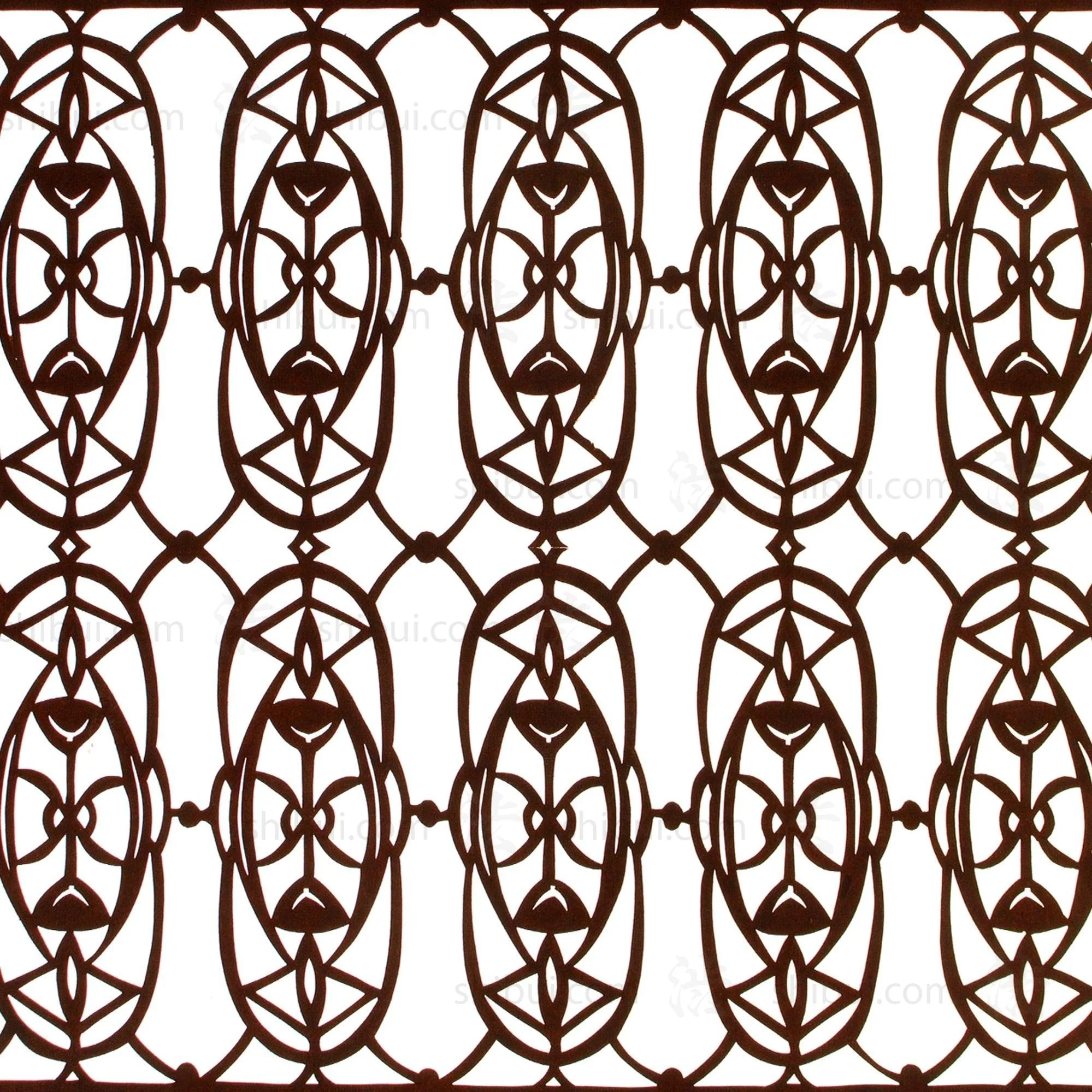Geometric Motif Katagami | Japanese Lacquered Paper Stencil - Image 2