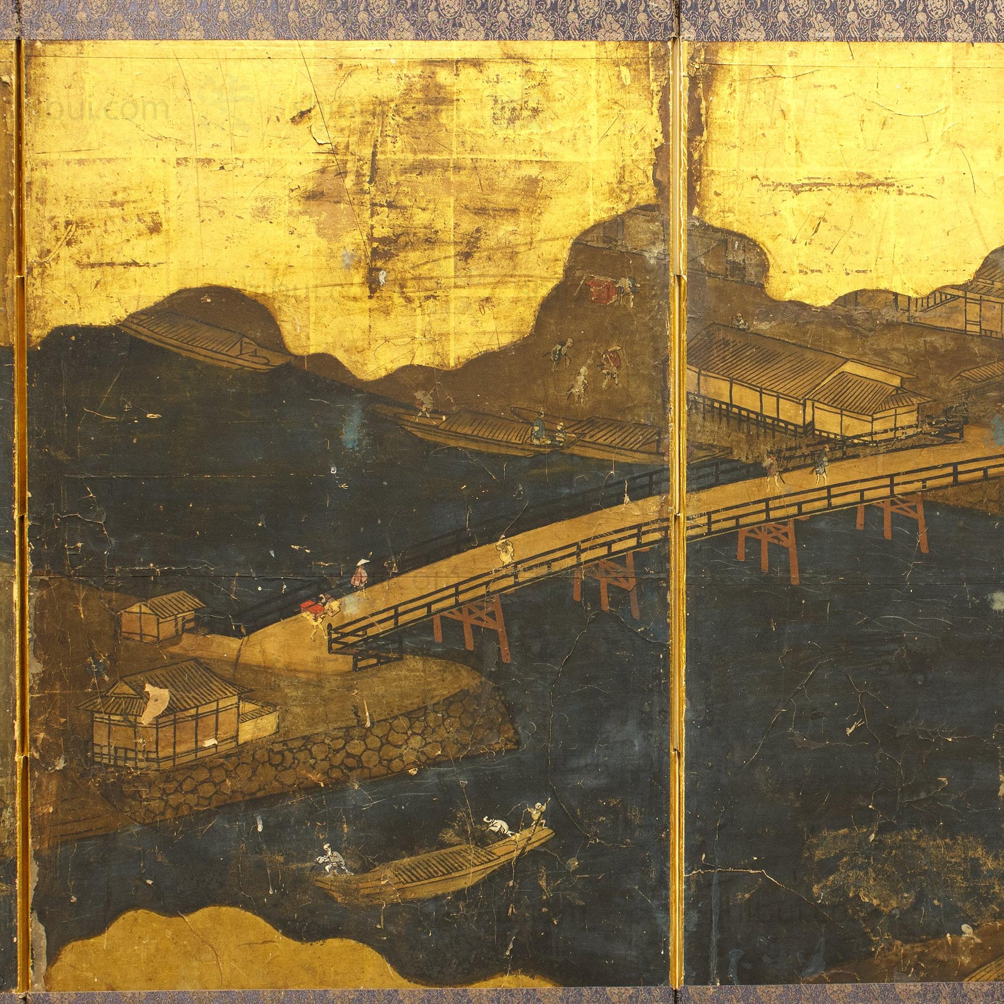 River Bridges Gold Folding Screen - Image 3