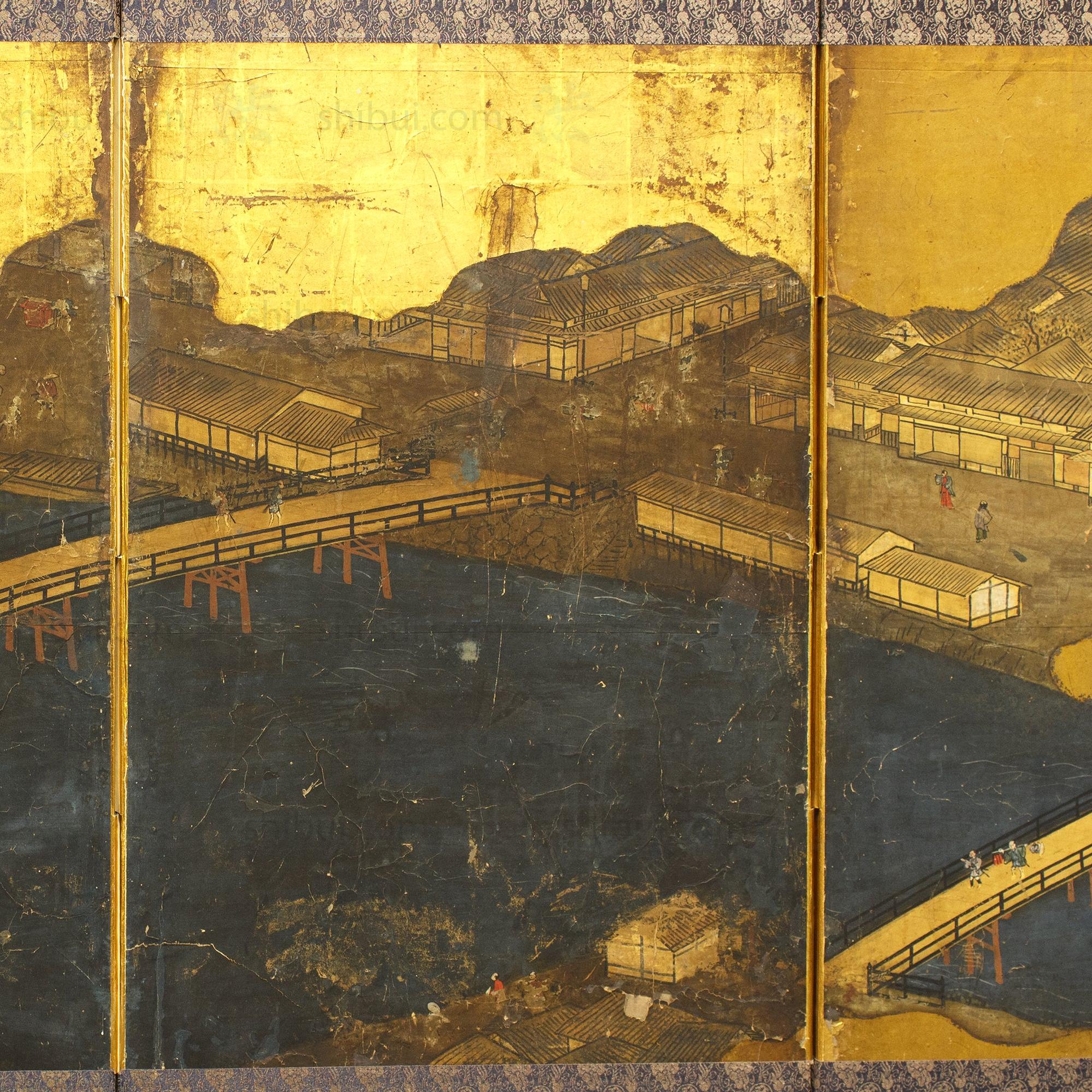 River Bridges Gold Folding Screen - Image 4