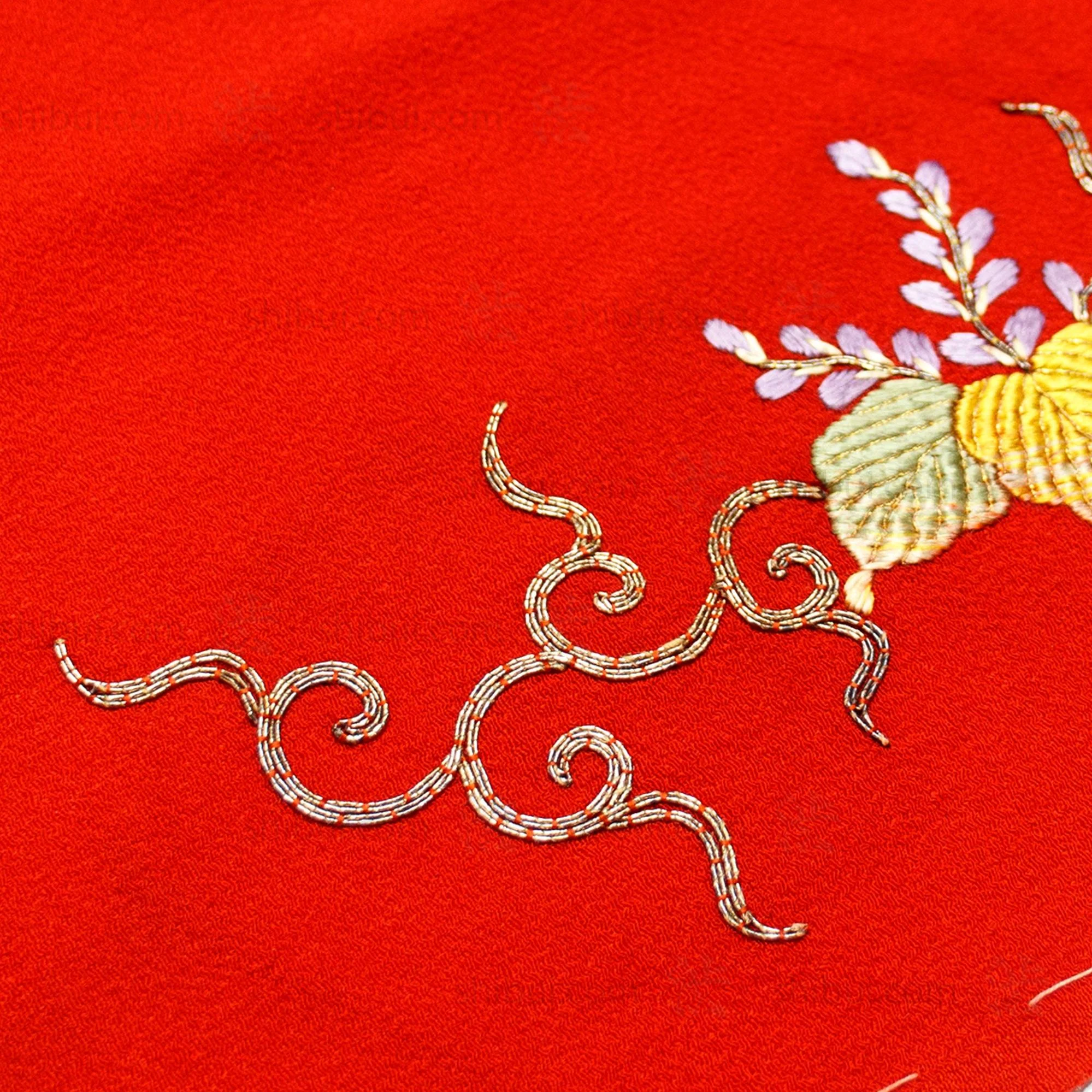 Goldwork Silk Eri | Japanese Antique Kimono Collar - Image 5