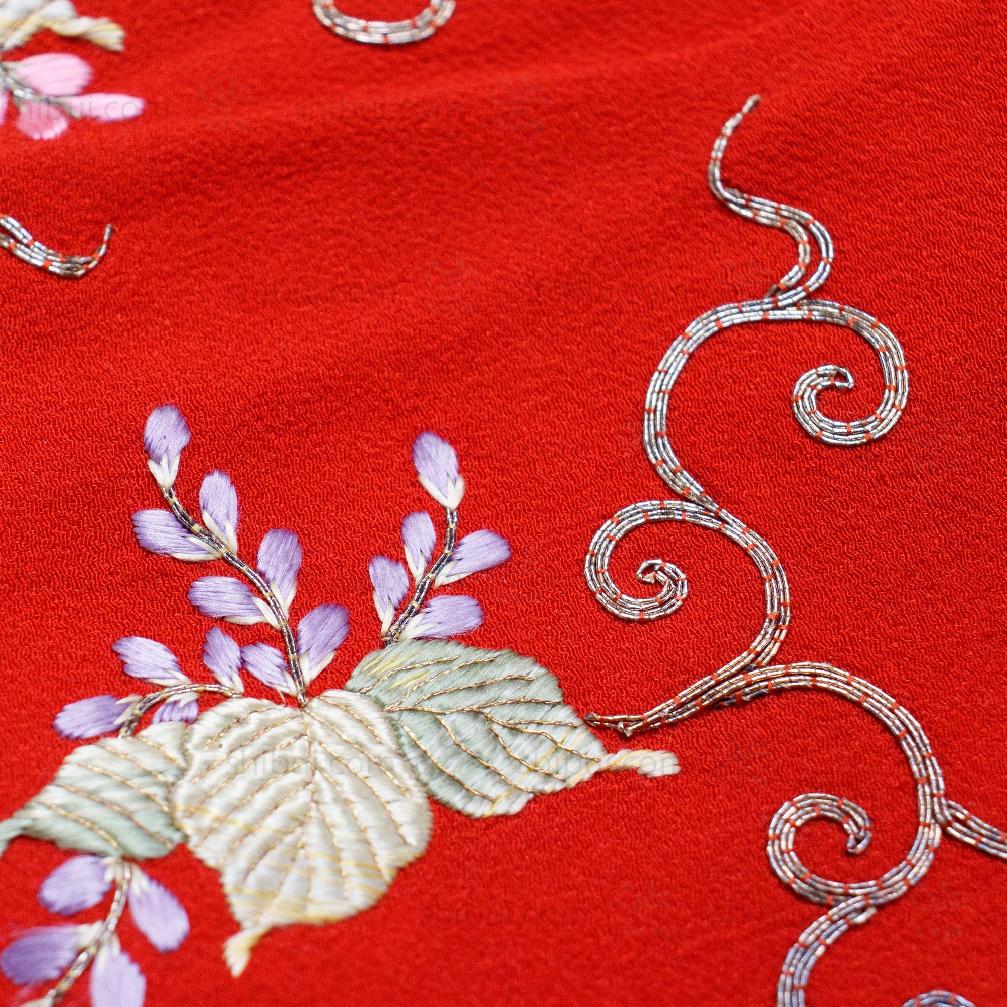 Goldwork Silk Eri | Japanese Antique Kimono Collar - Image 9