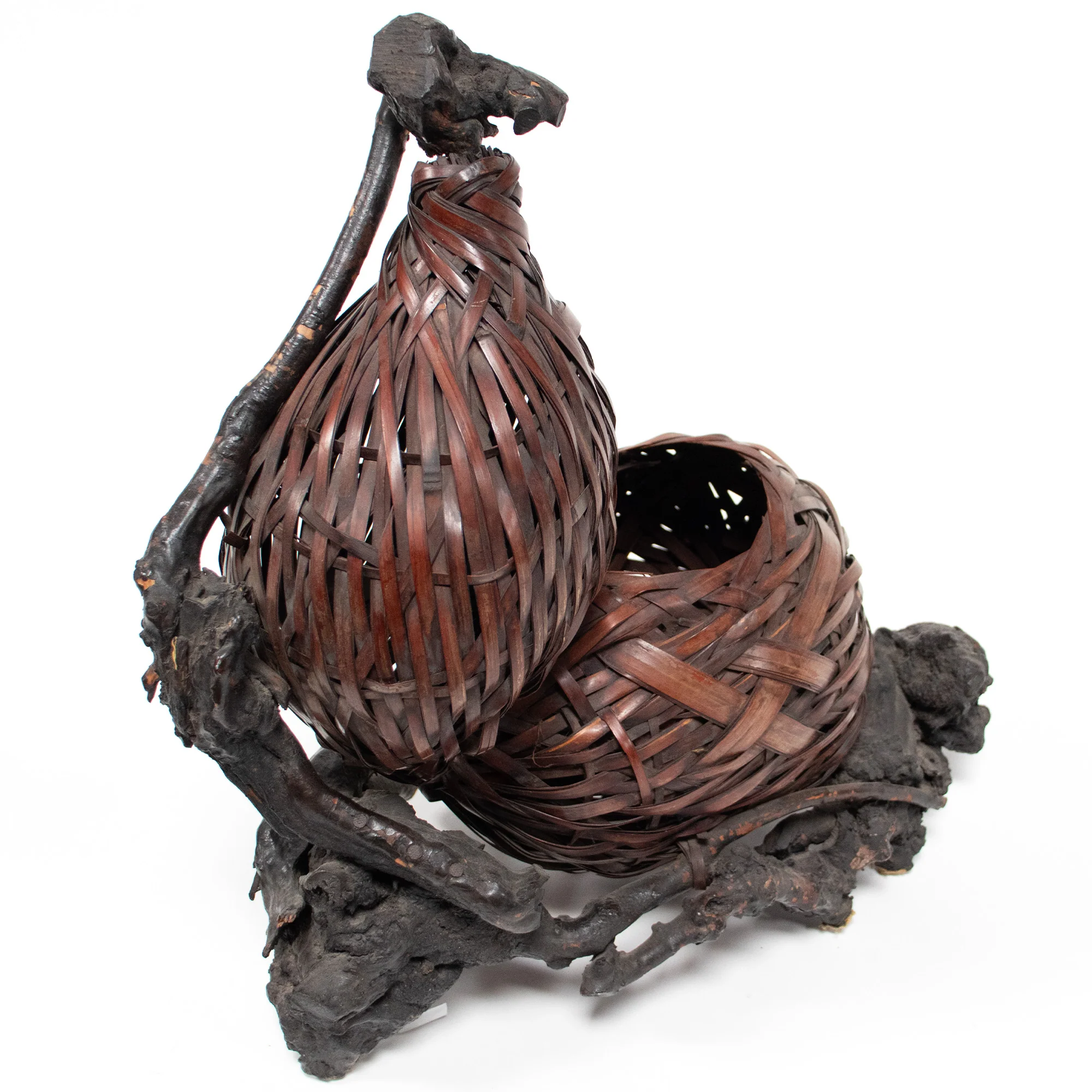 Bird's Nest Hanakago Japanese Bamboo Ikebana Flower Basket - Image 2