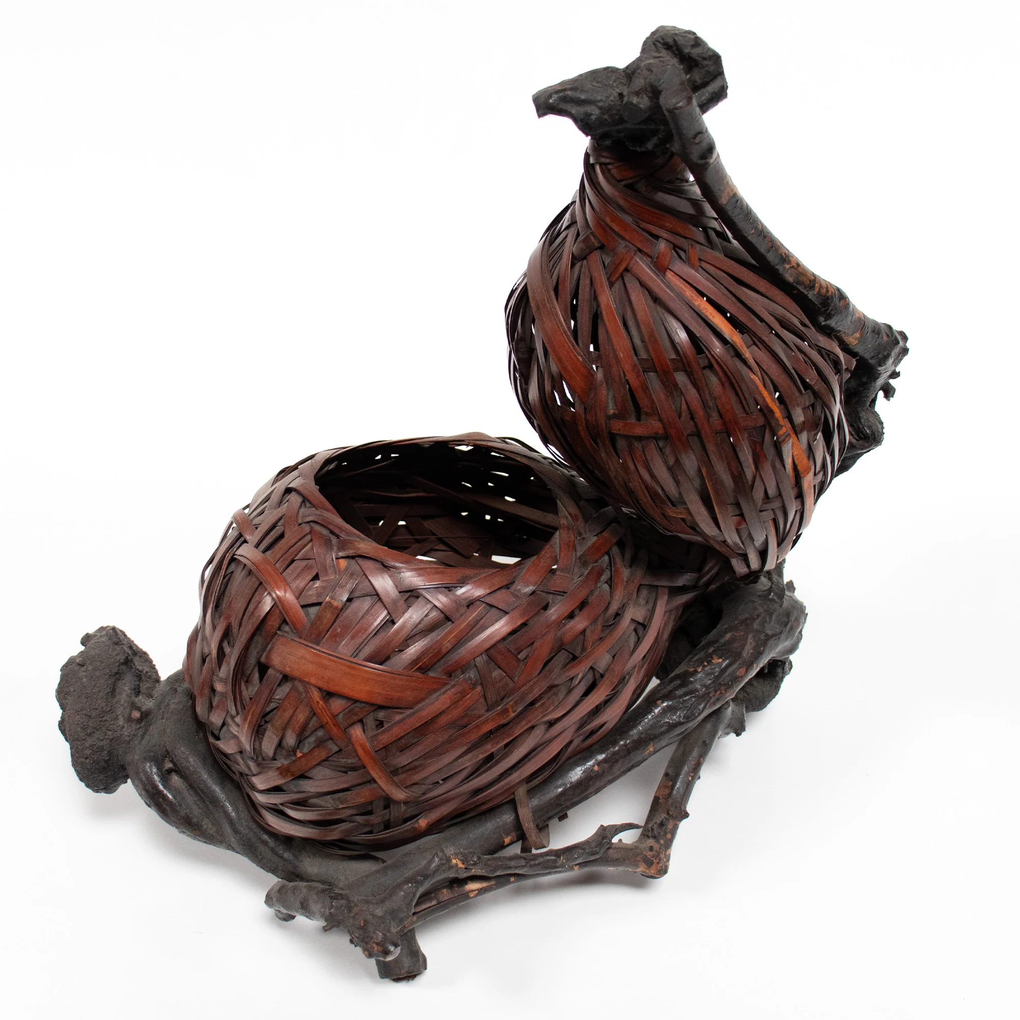 Bird's Nest Hanakago Japanese Bamboo Ikebana Flower Basket - Image 4