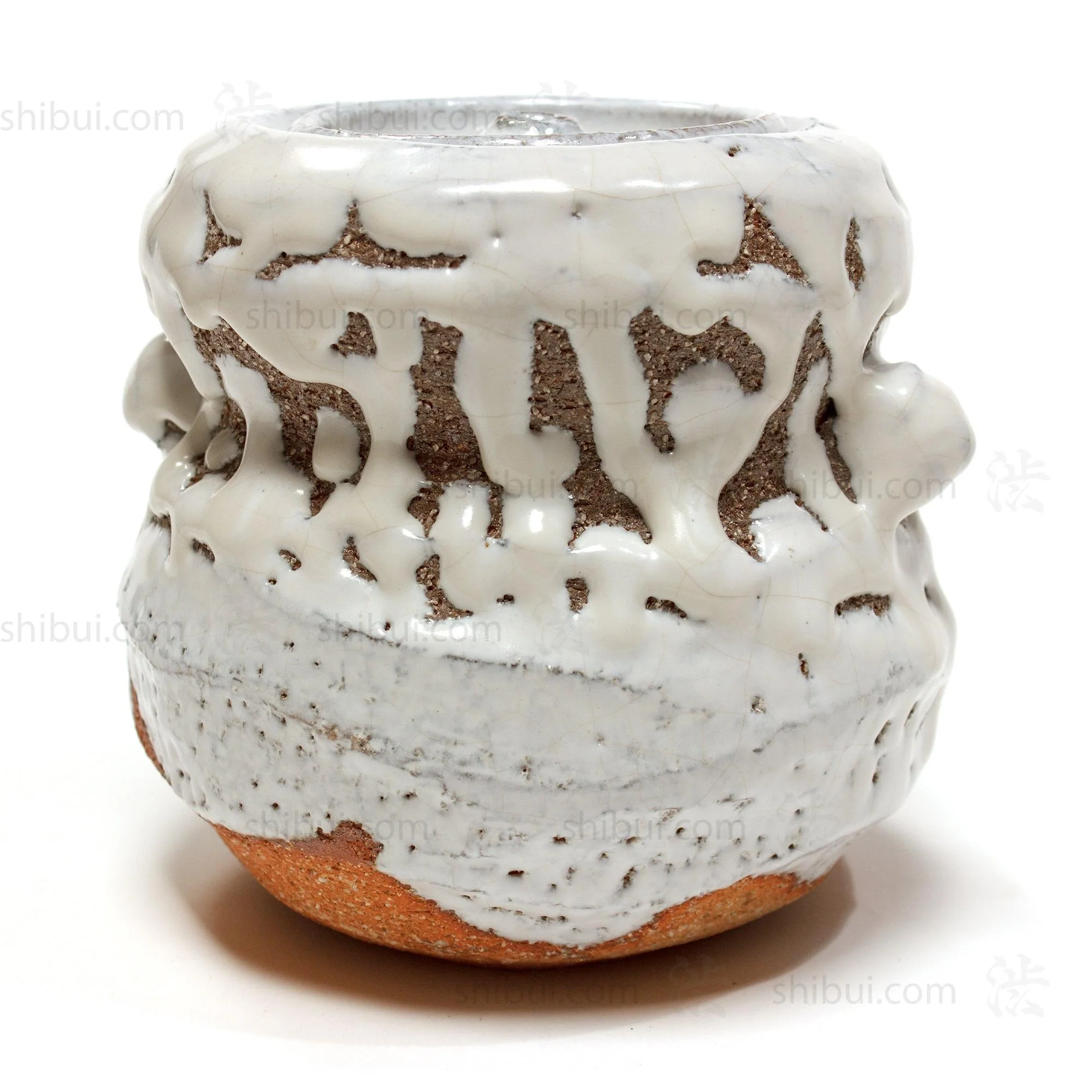 Hagi Mizusashi with Crawling Shino by Takamise Seiko | Water Jar for Tea Ceremony - Image 10