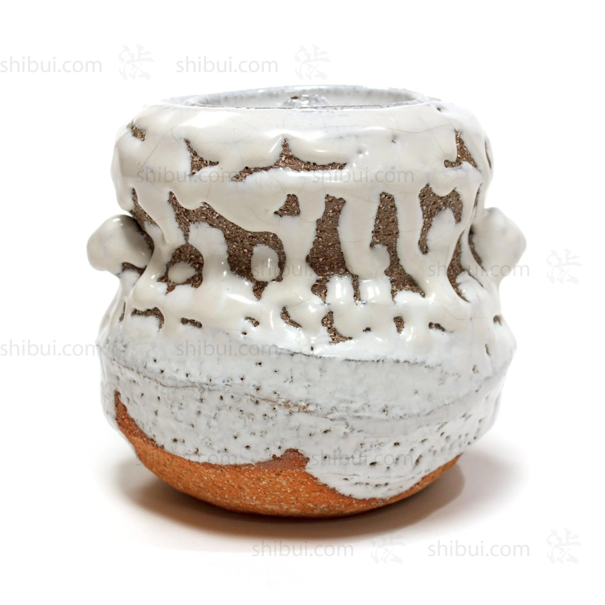 Hagi Mizusashi with Crawling Shino by Takamise Seiko | Water Jar for Tea Ceremony - Image 6