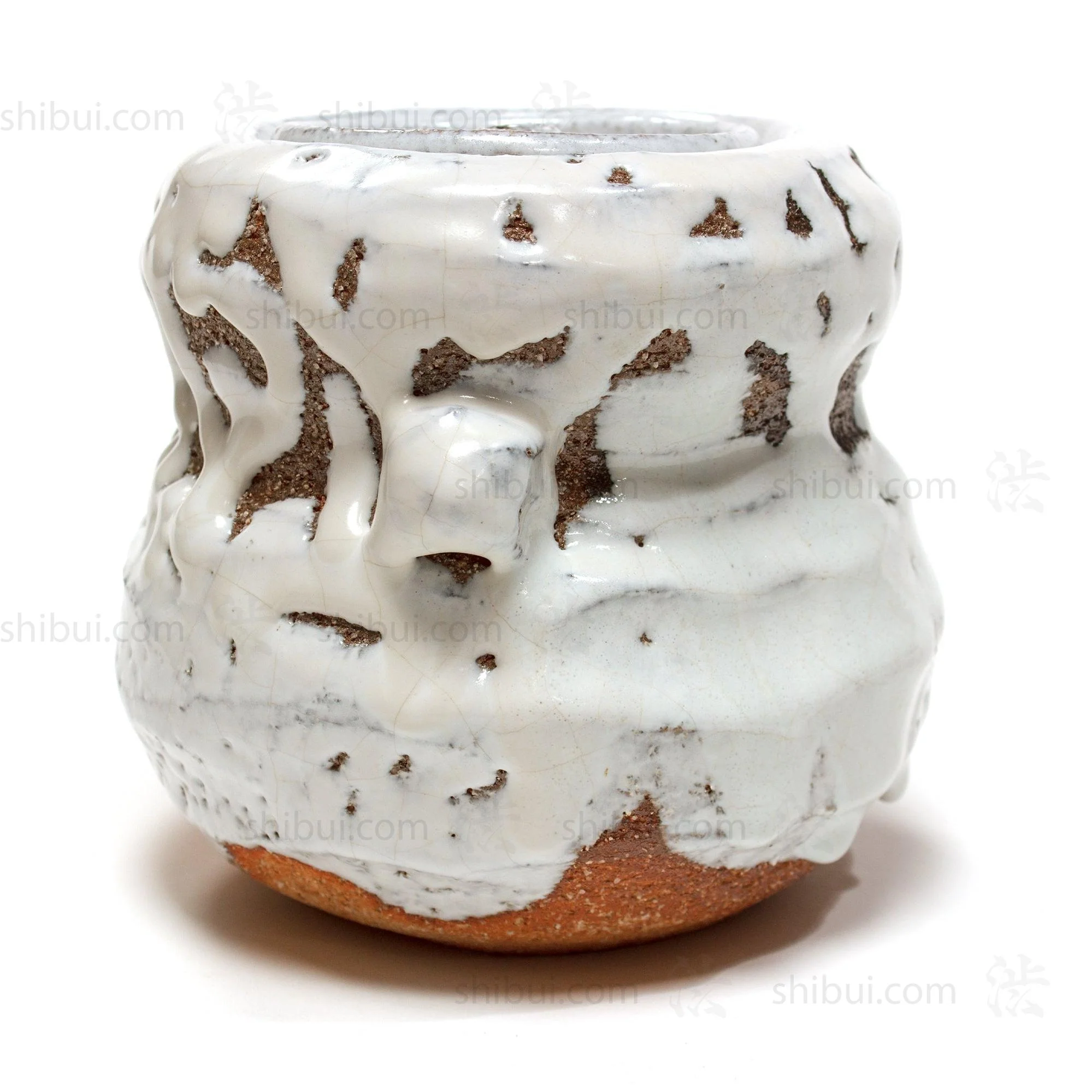 Hagi Mizusashi with Crawling Shino by Takamise Seiko | Water Jar for Tea Ceremony - Image 9