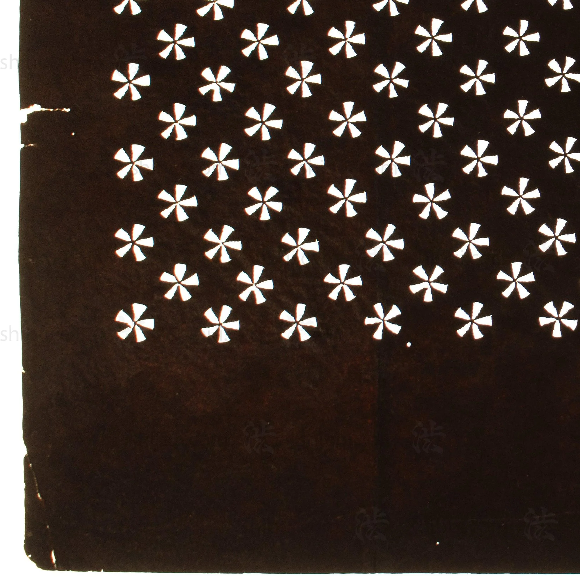 Hand Cut Flower Katagami | Japanese Lacquered Paper Stencil - Image 4