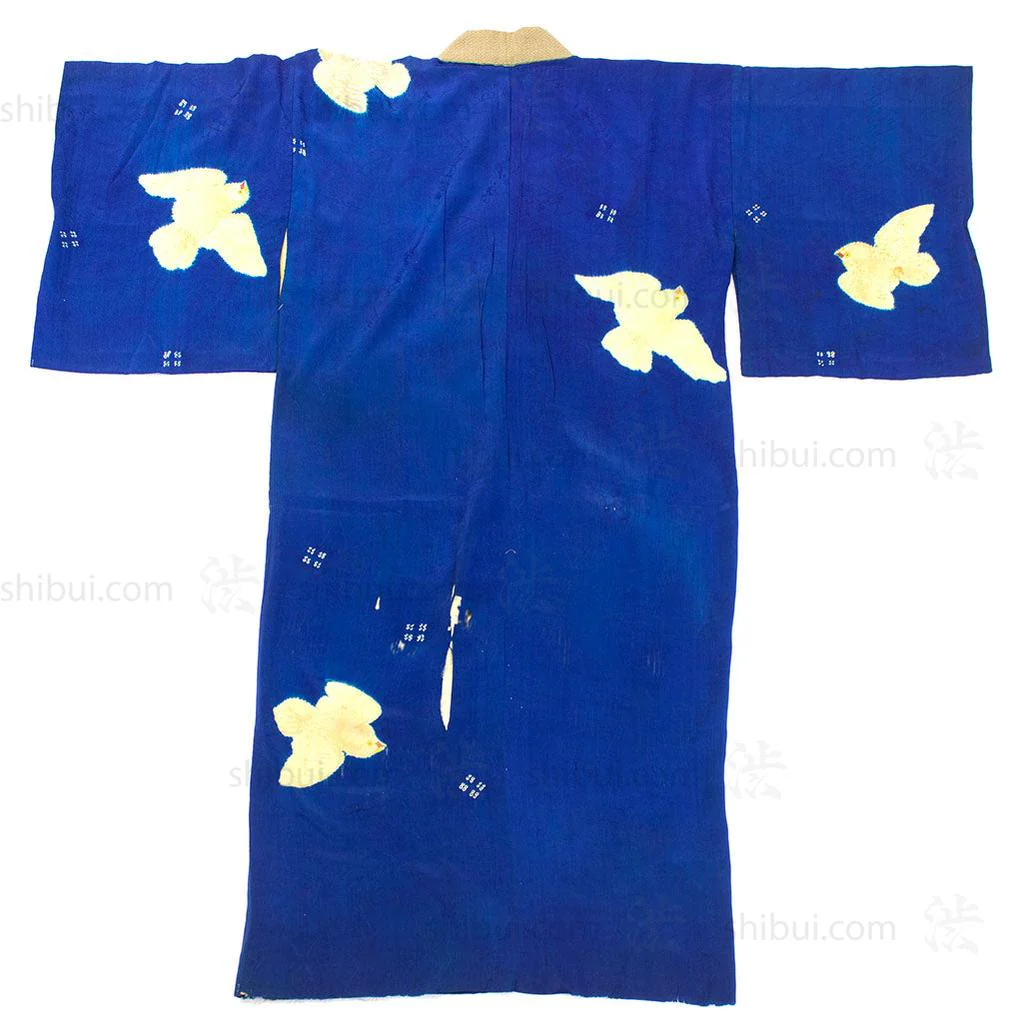 19th Century Hand Sewn Kimono with Pigeons - Image 6