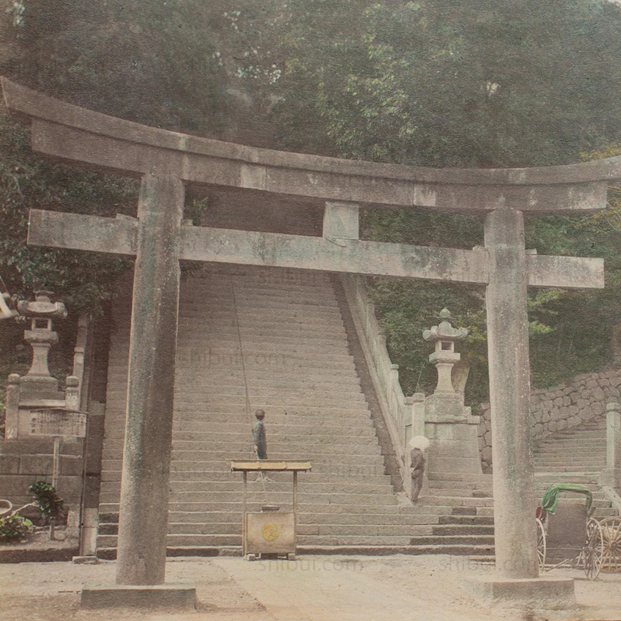 Hand Tinted Albumen of Atago Shrine | Antique Japanese Photograph - Image 3