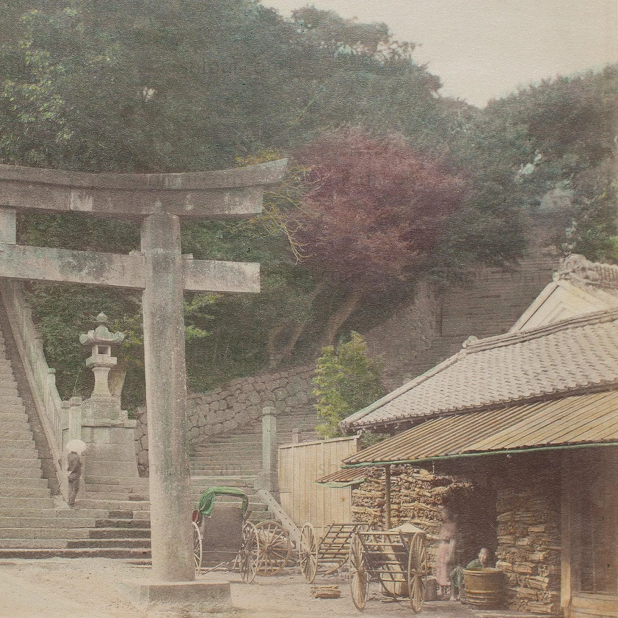 Hand Tinted Albumen of Atago Shrine | Antique Japanese Photograph - Image 4