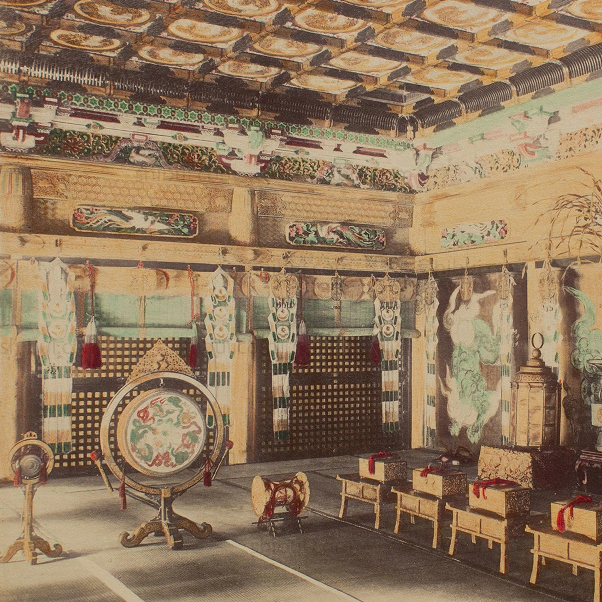 Hand Tinted Albumen of Iemitsu Temple Interior | Antique Japanese Photograph - Image 3