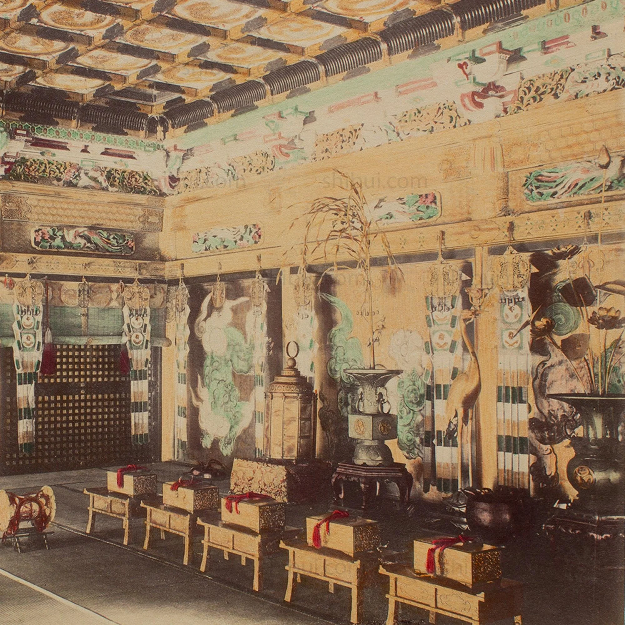 Hand Tinted Albumen of Iemitsu Temple Interior | Antique Japanese Photograph - Image 4
