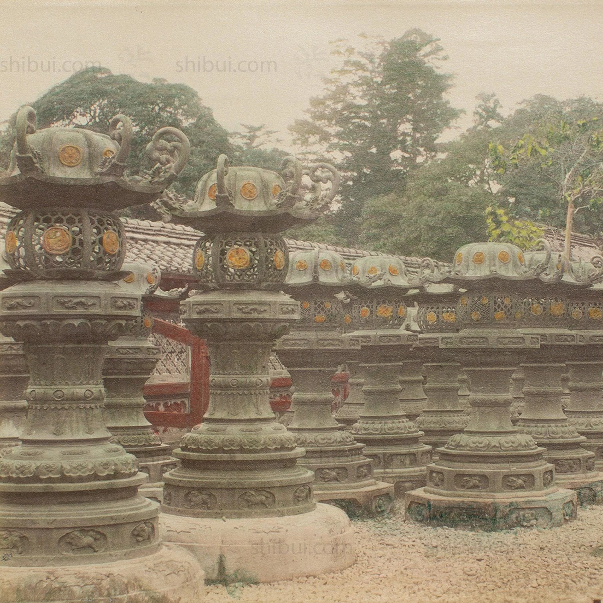 Hand Tinted Albumen of Iron Lanterns | Antique Japanese Photograph - Image 3