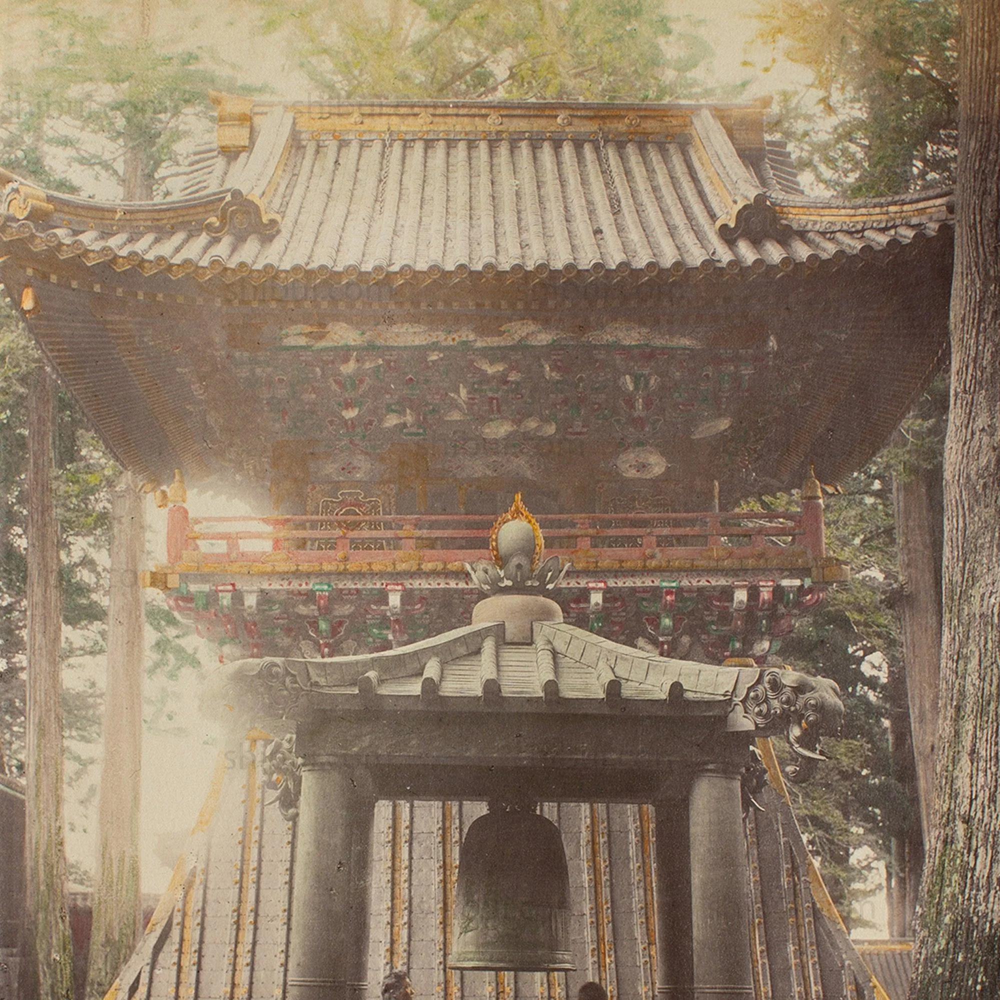 Hand Tinted Albumen of Nikko Bell Tower | Antique Japanese Photograph - Image 4