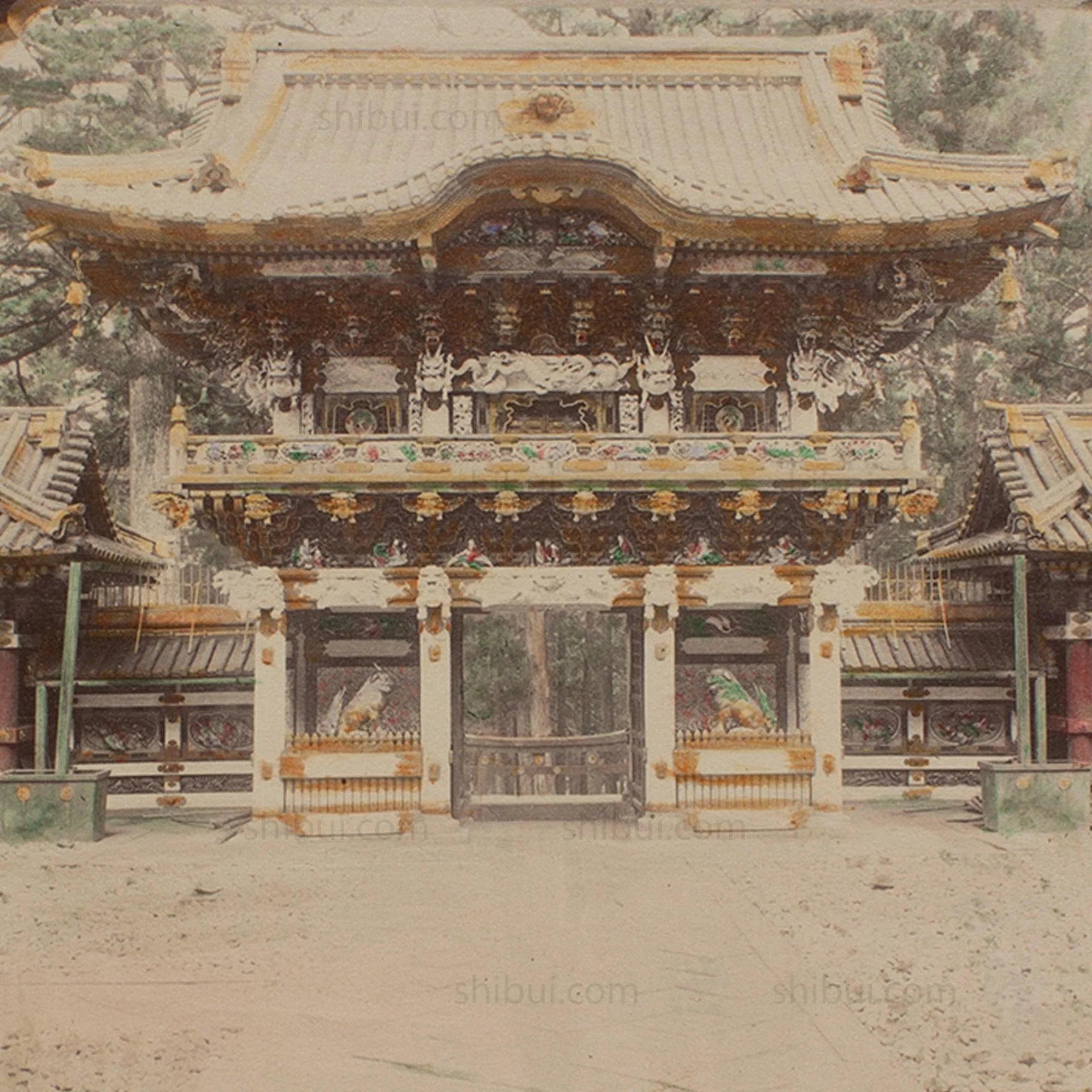 Hand Tinted Albumen of Yomeimon Gate | Antique Japanese Photograph - Image 3