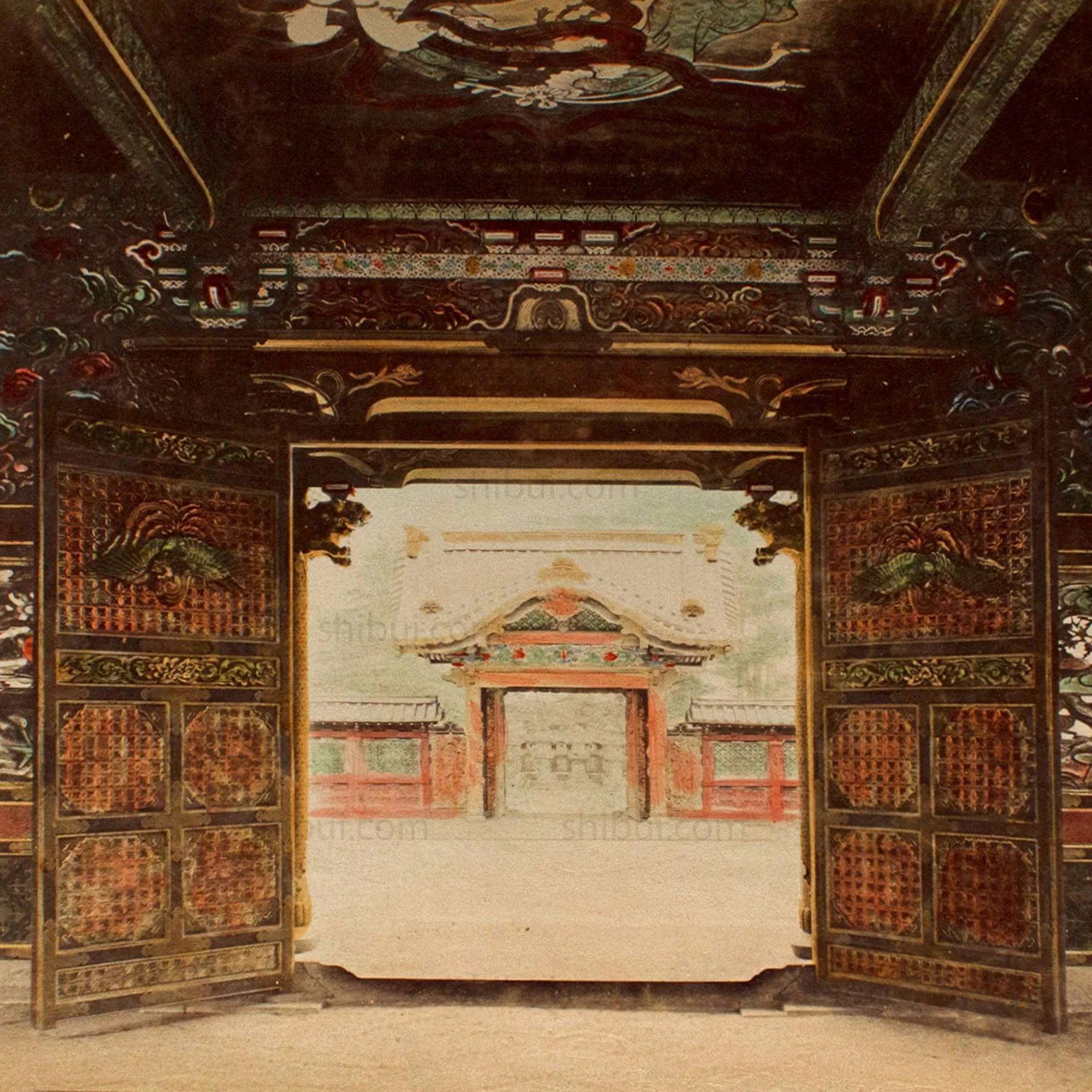 Hand Tinted Antique Japanese Albumen Photo of Toshogu Temple - Image 2
