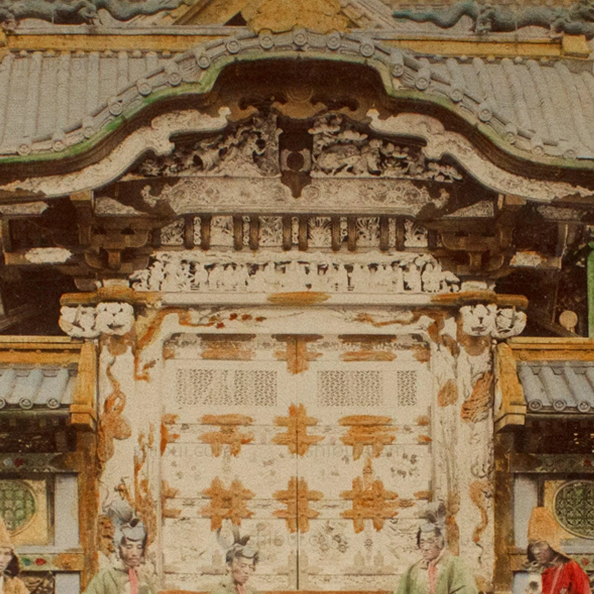 Hand Tinted Antique Japanese Albumen Photo of Karamon Iyeyasu Temple - Image 2