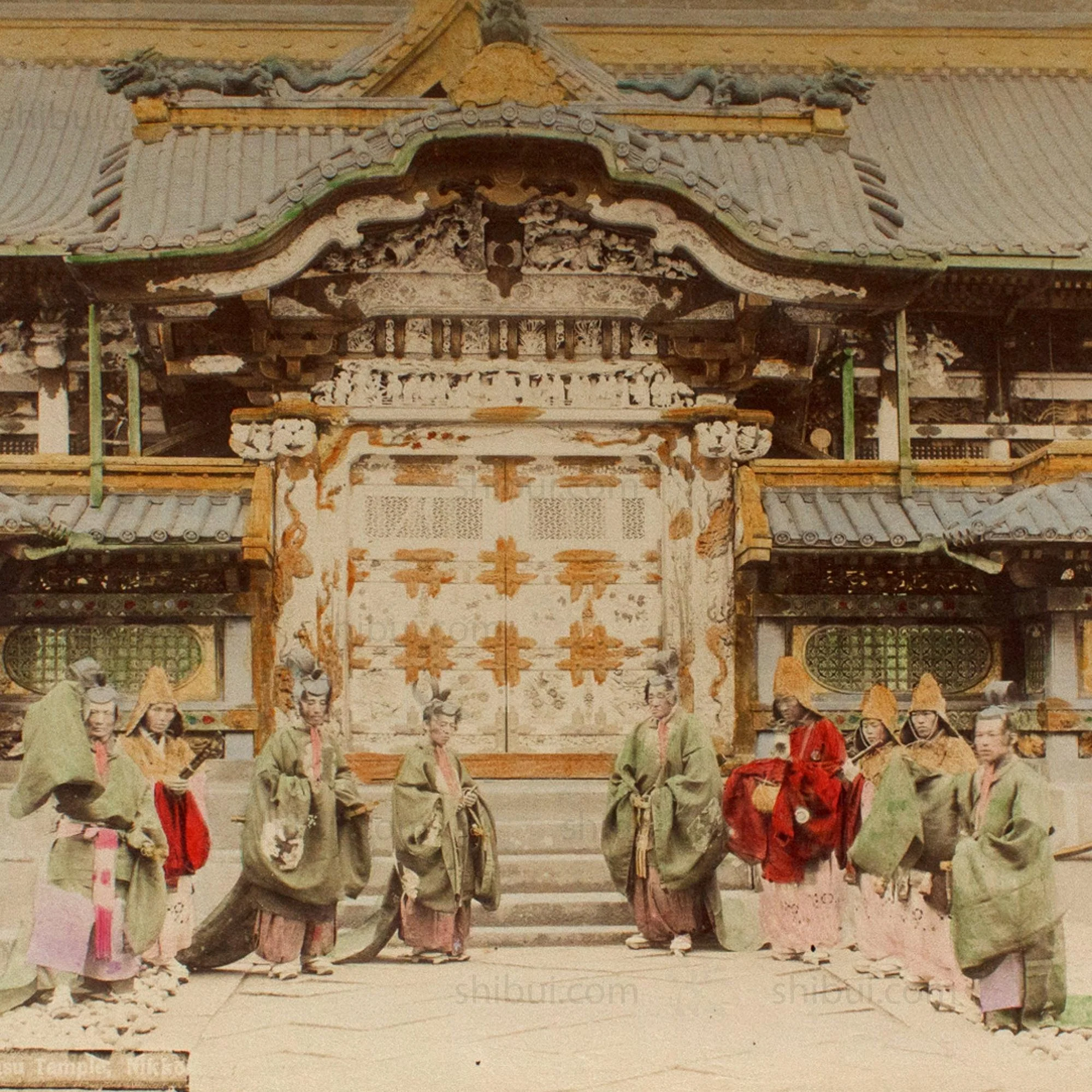 Hand Tinted Antique Japanese Albumen Photo of Karamon Iyeyasu Temple - Image 4