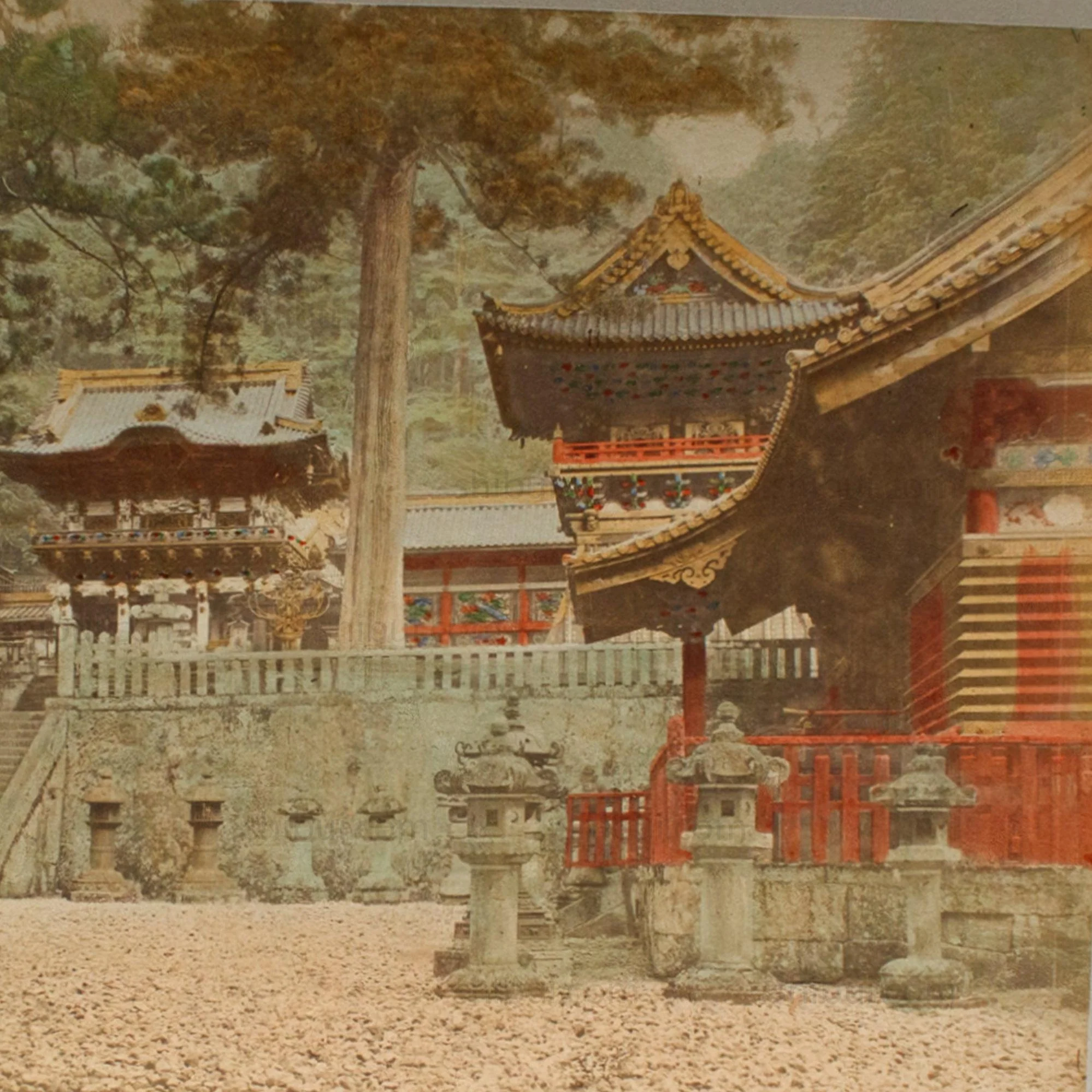 Hand Tinted Antique Japanese Albumen Photo of Nikko Temple - Image 2