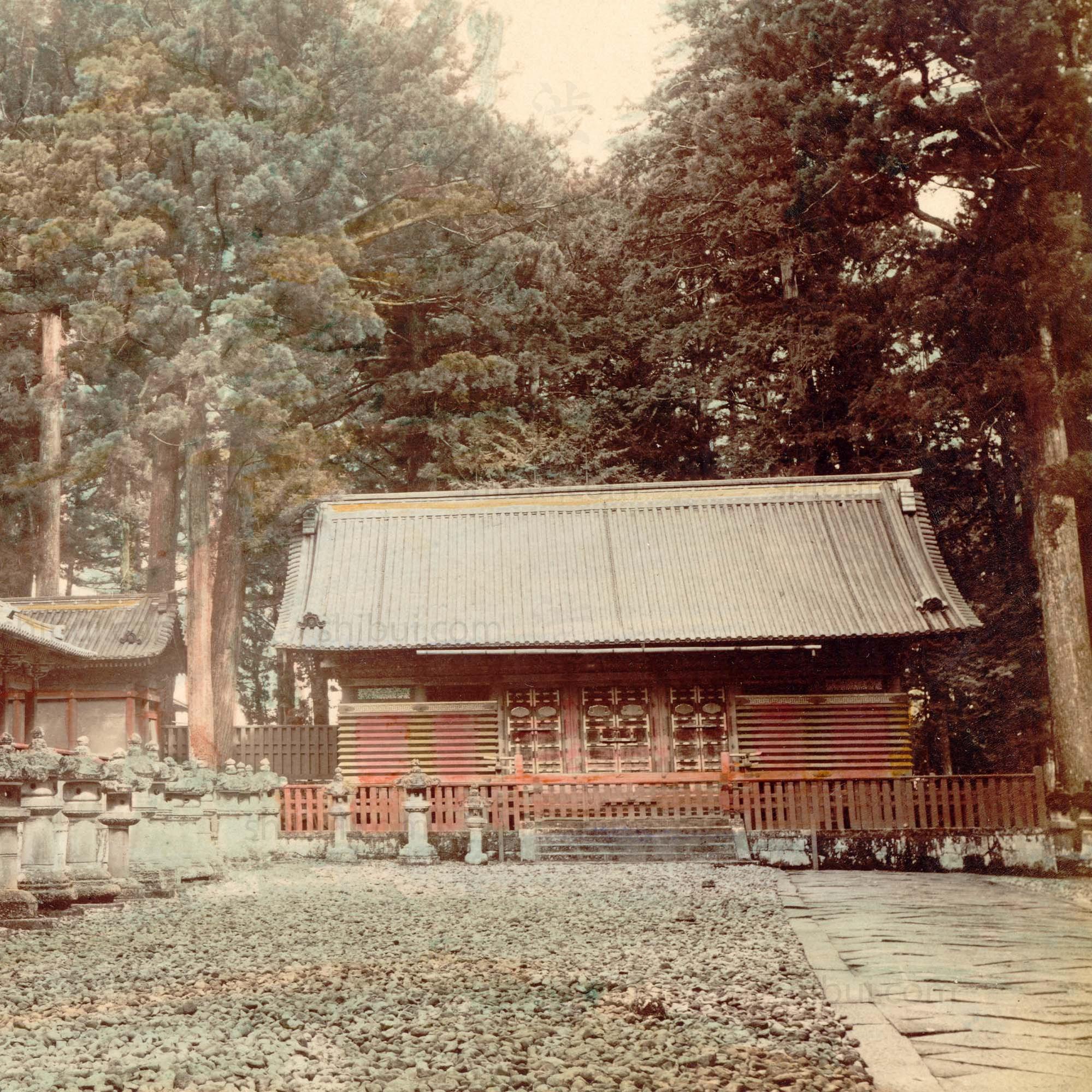 Hand-tinted Meiji Era Photograph | Temple Complex| Japanese Antique Photography | Albumen Photography | Japanese Decor - Image 3