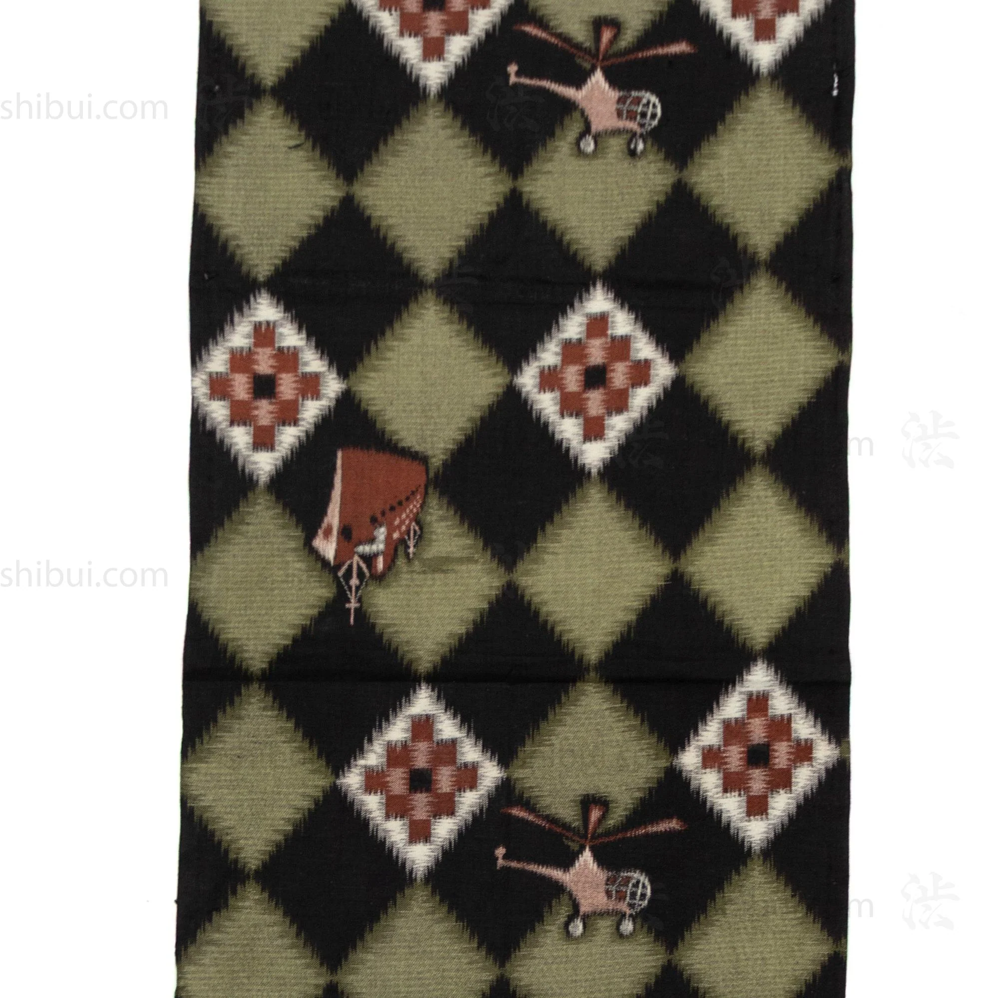 Helicopter and Ship Niko Niko Gasuri Textile Fragment | Japanese Cotton - Image 2