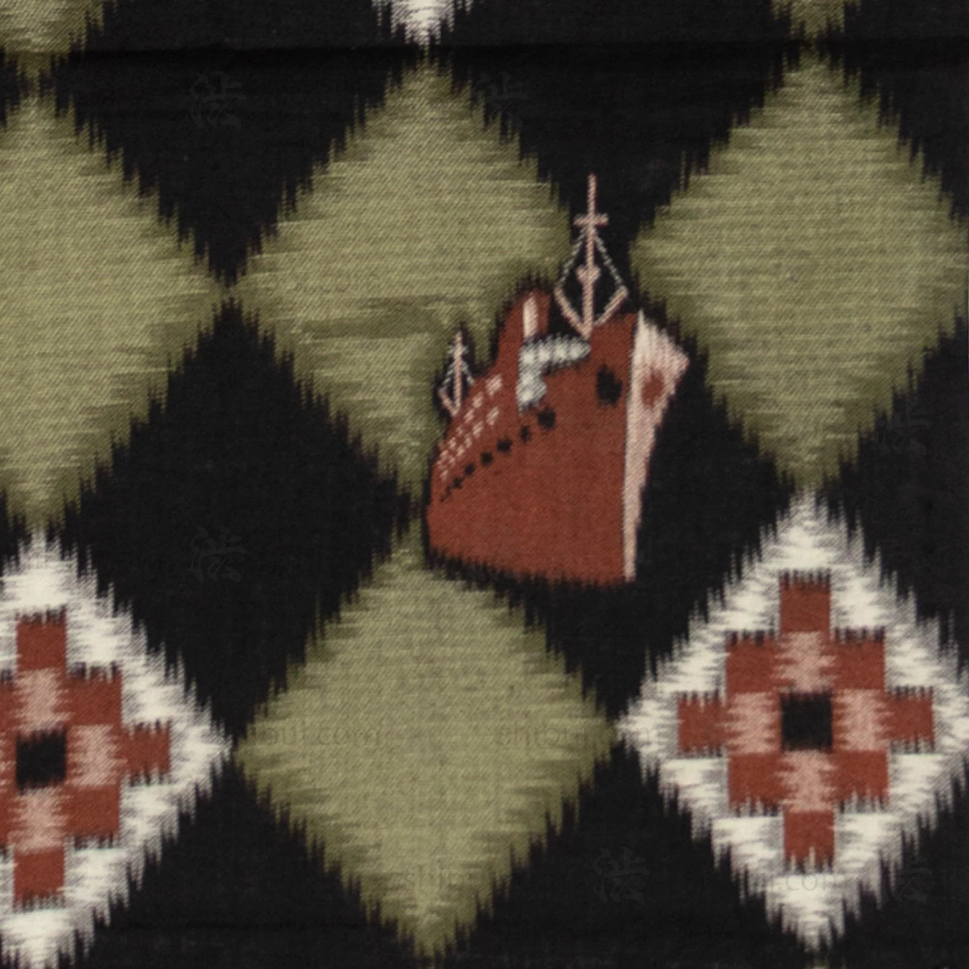 Helicopter and Ship Niko Niko Gasuri Textile Fragment | Japanese Cotton - Image 4