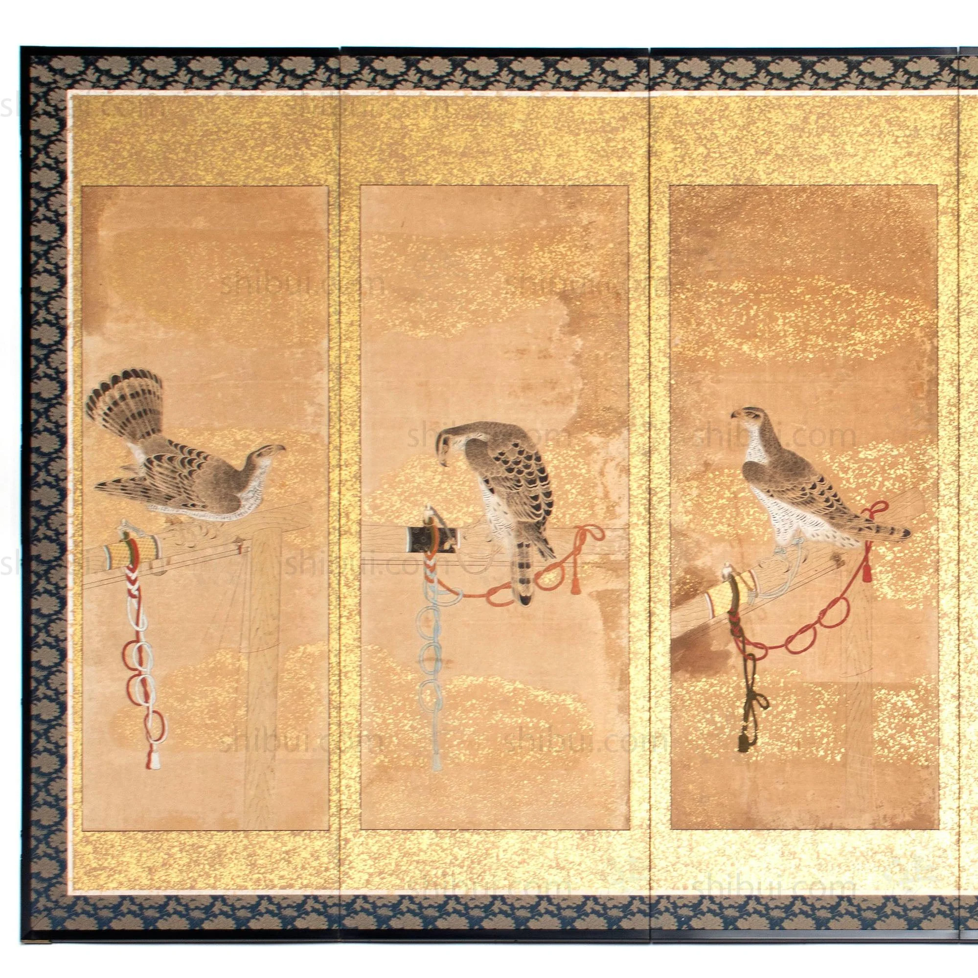 Hunting Hawks | Pair of 6 Panel Screens - Image 3