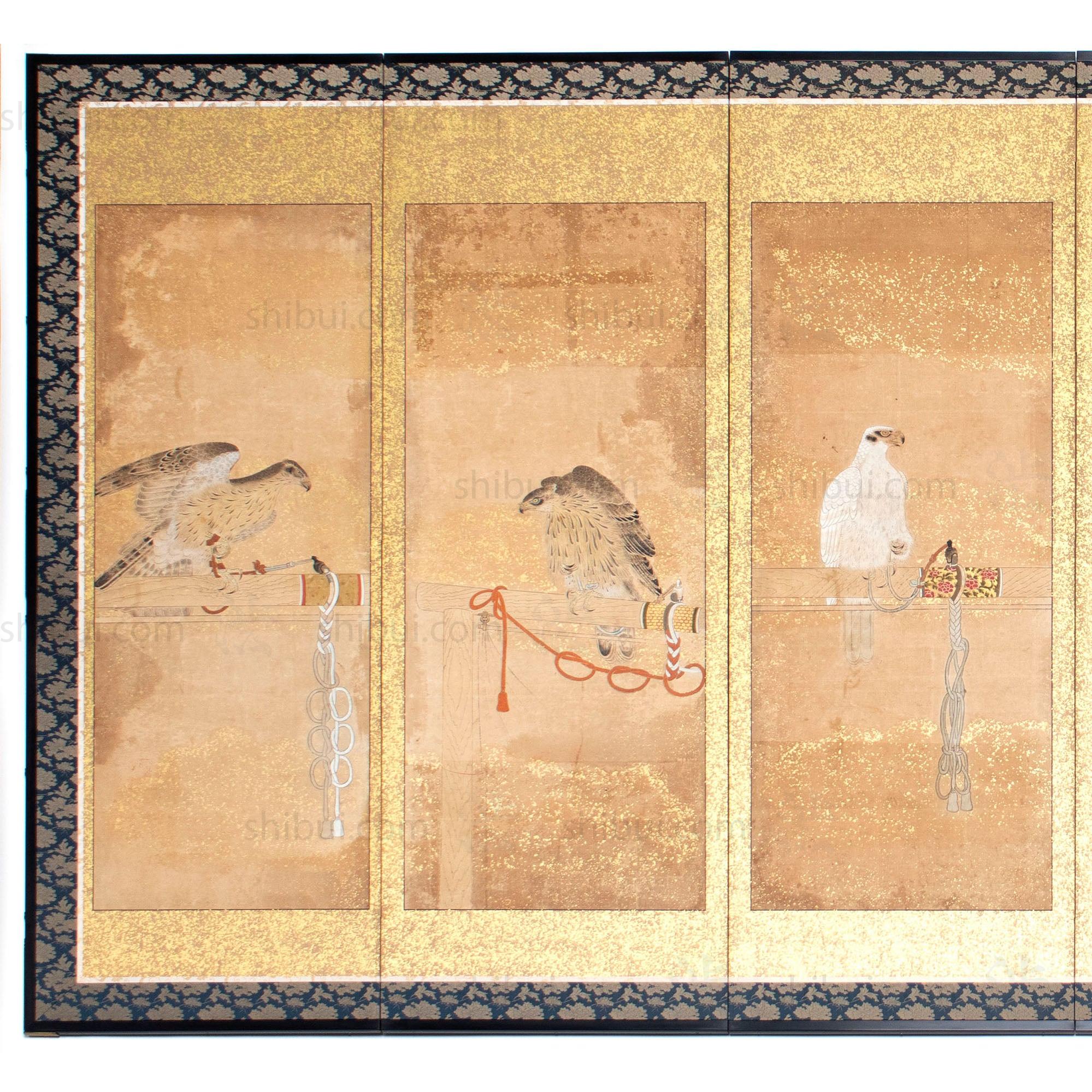 Hunting Hawks | Pair of 6 Panel Screens - Image 5