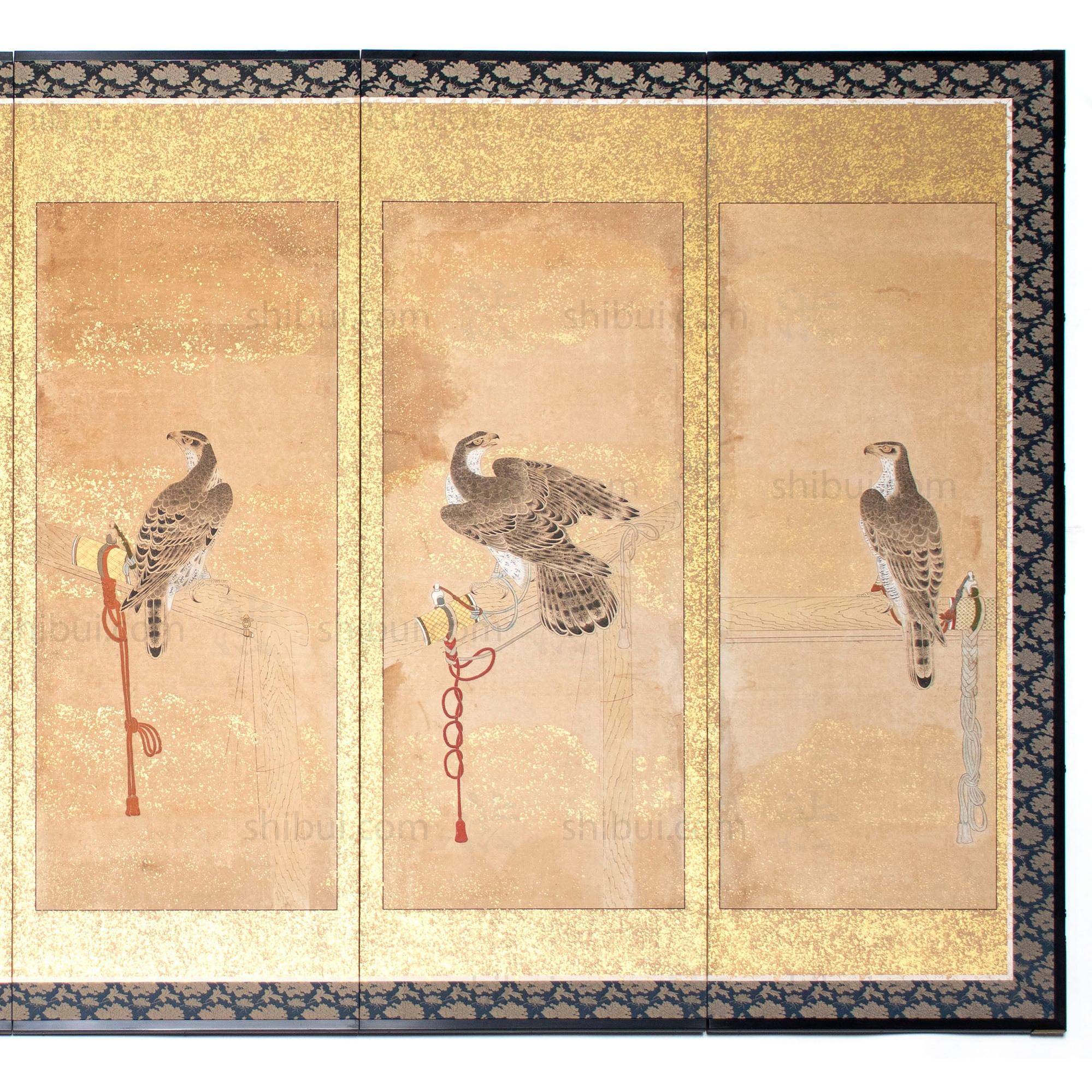 Hunting Hawks | Pair of 6 Panel Screens - Image 6