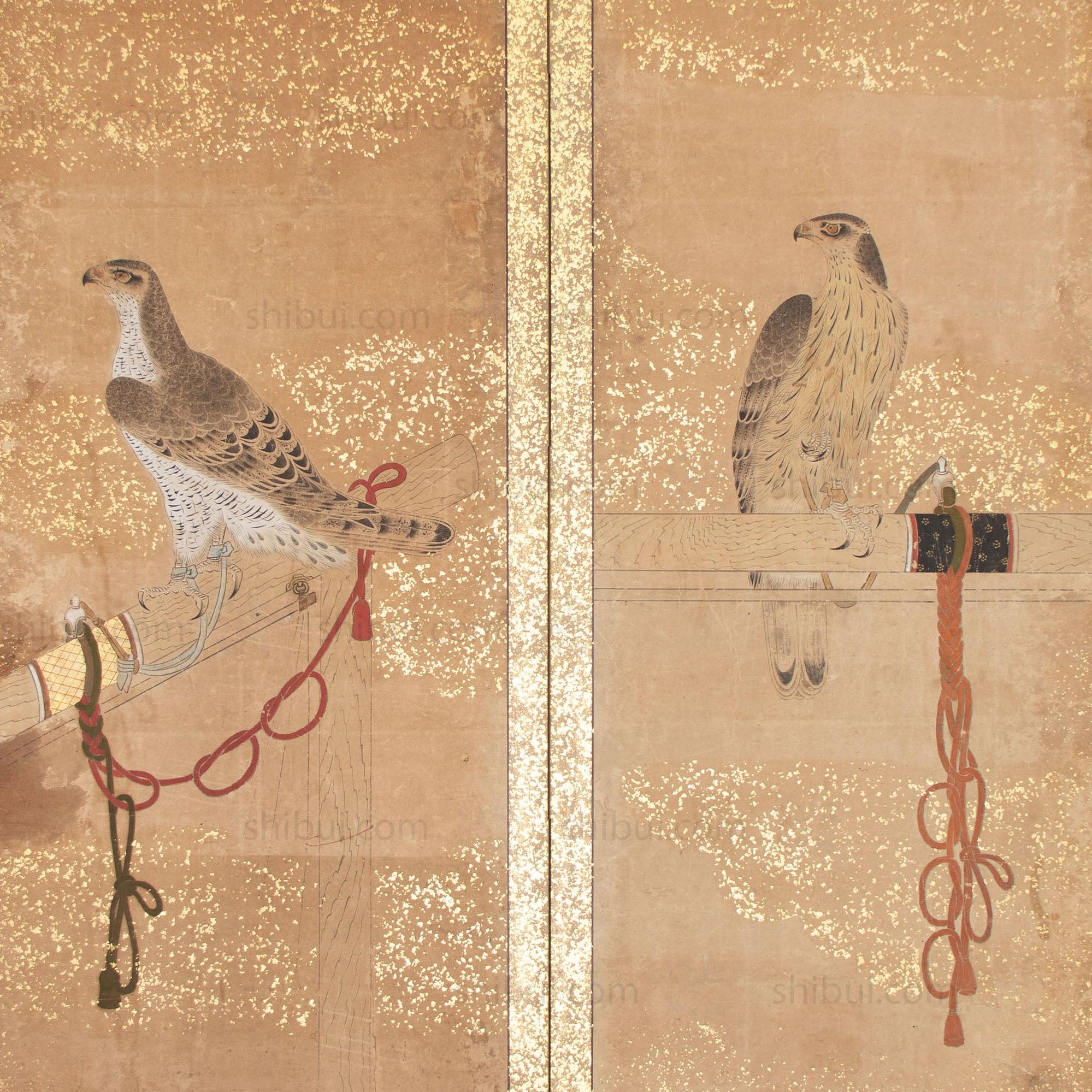 Hunting Hawks | Pair of 6 Panel Screens - Image 9