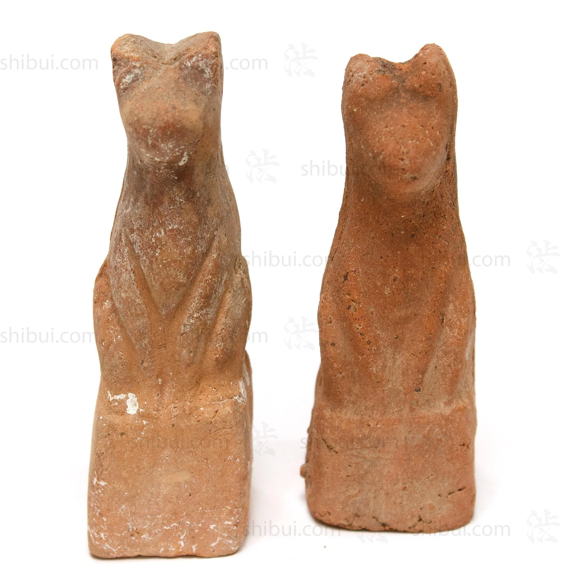 Inari Foxes | Set of 2 | Japanese Clay Shinto Foxes - Image 3