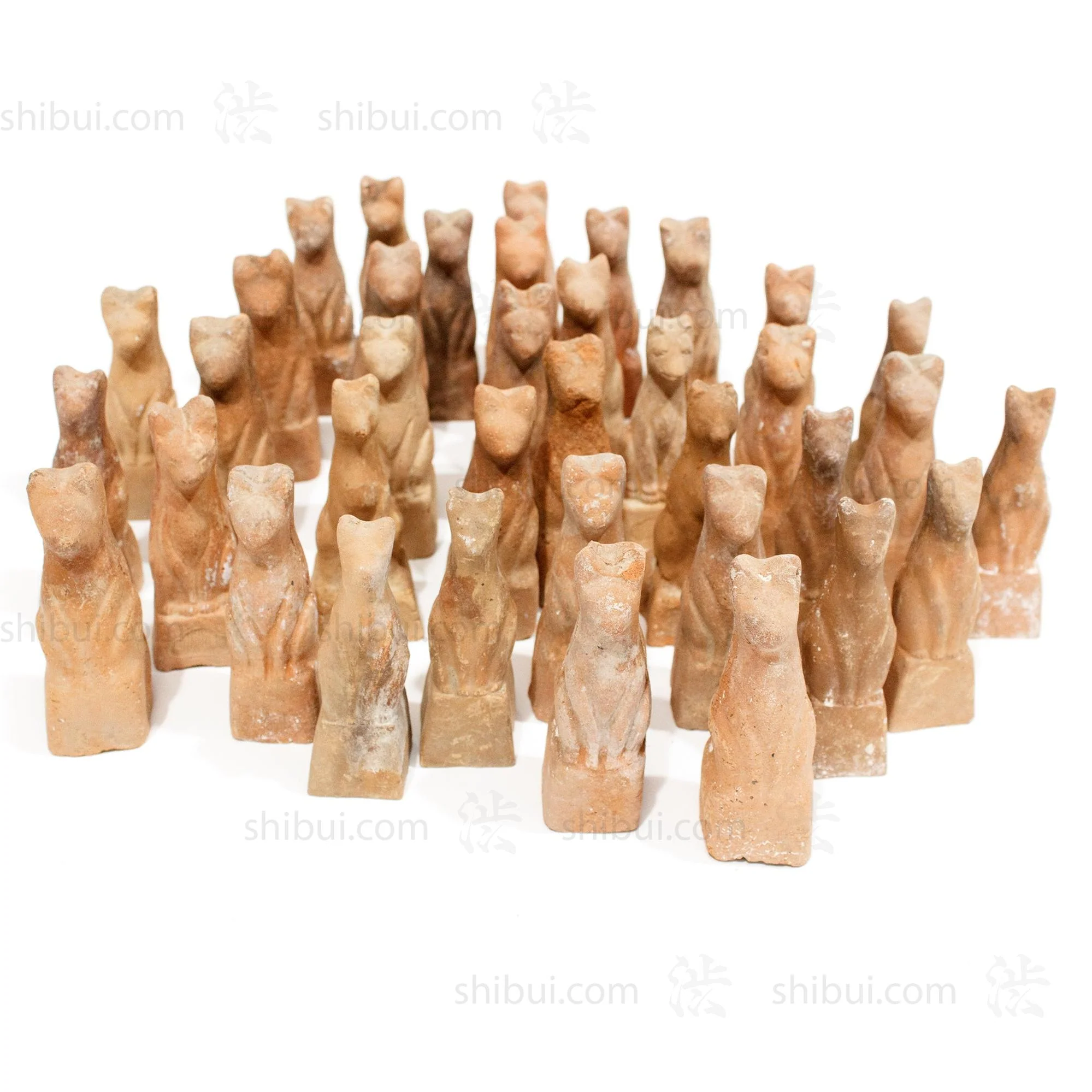 Inari Foxes | Set of 2 | Japanese Clay Shinto Foxes - Image 4