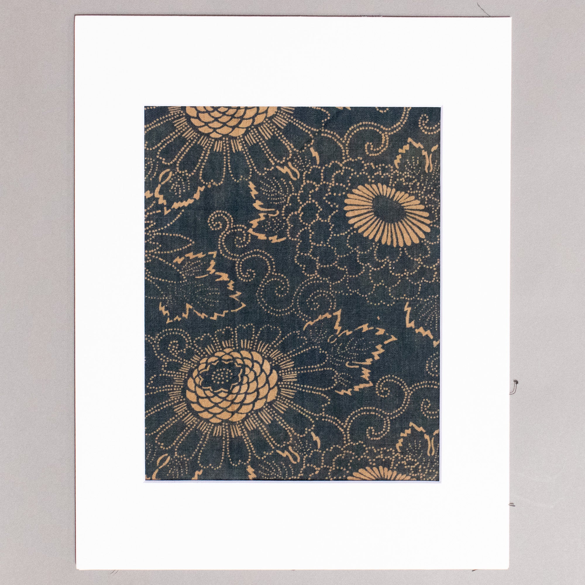 Indigo Cotton Katazome Fragment with Floral Motif - Image 3