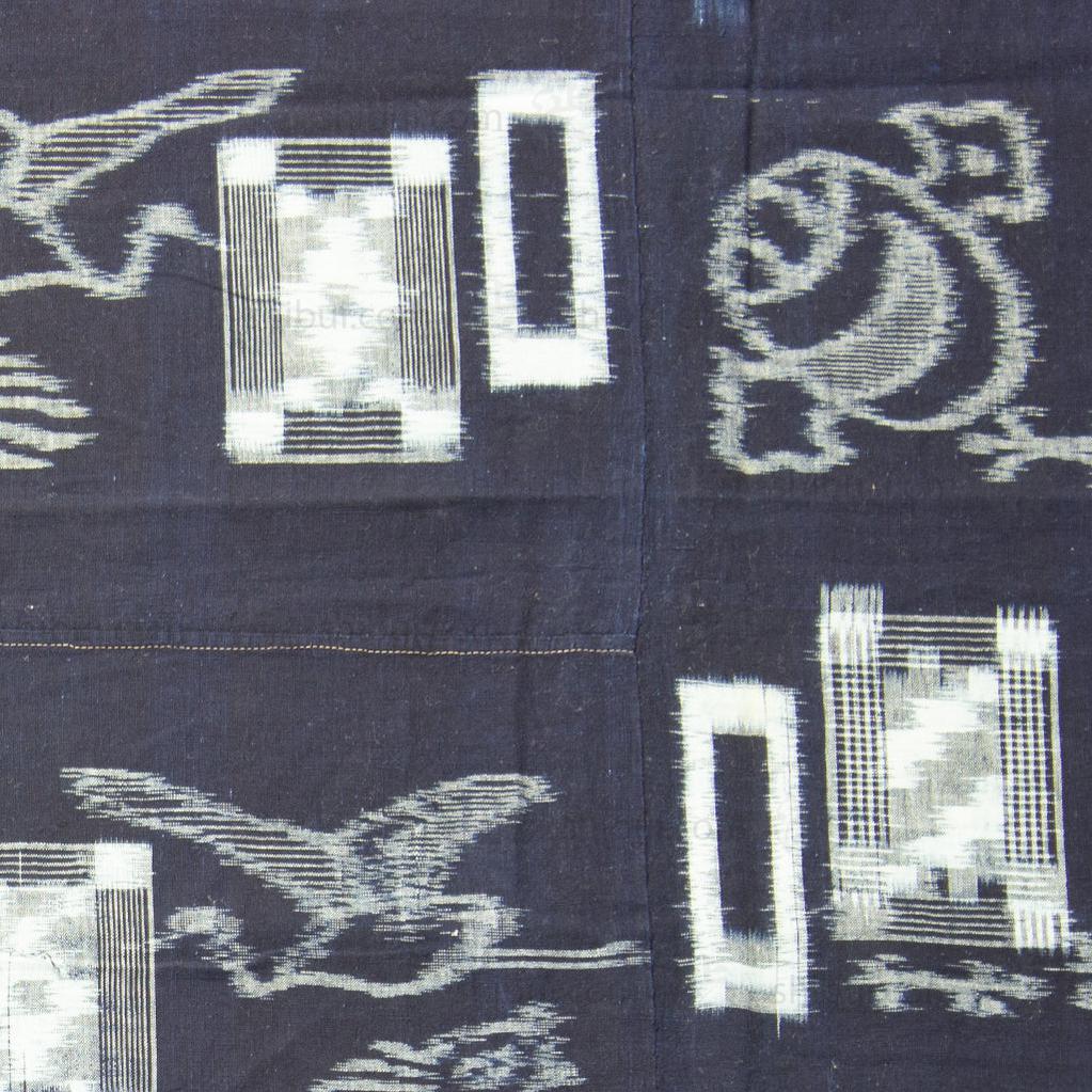 Indigo Kasuri  Futonji with Cranes, Tortise and Daikoku's Hammer. - Image 3