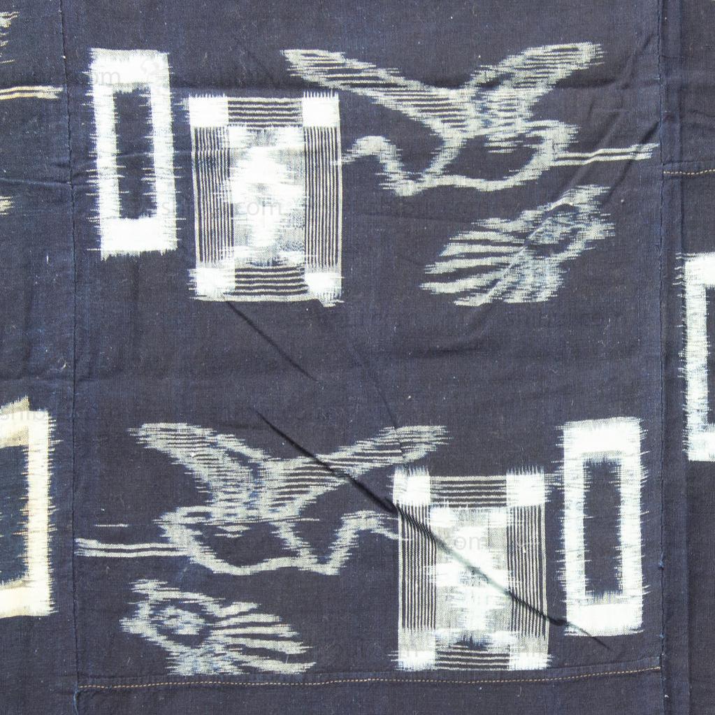 Indigo Kasuri  Futonji with Cranes, Tortise and Daikoku's Hammer. - Image 4