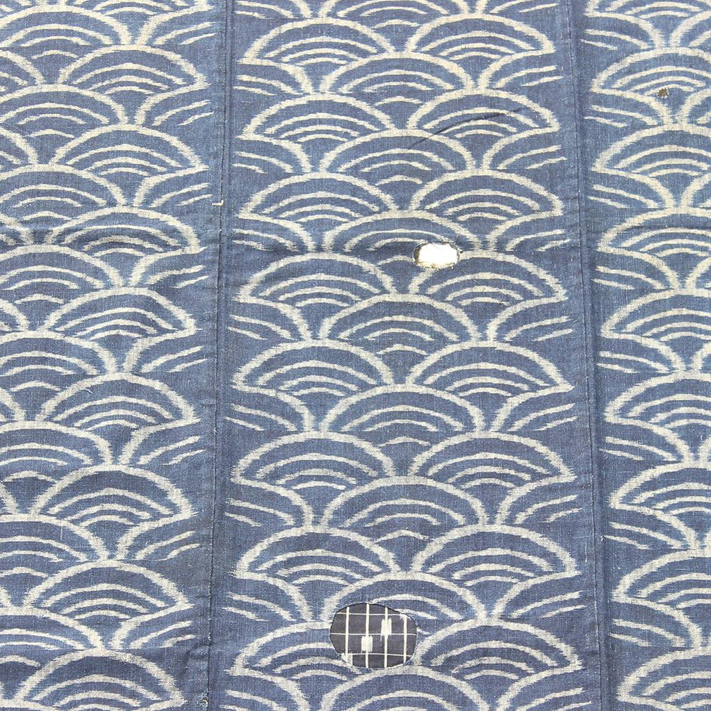 Indigo Kasuri  Futonji with Wave Pattern