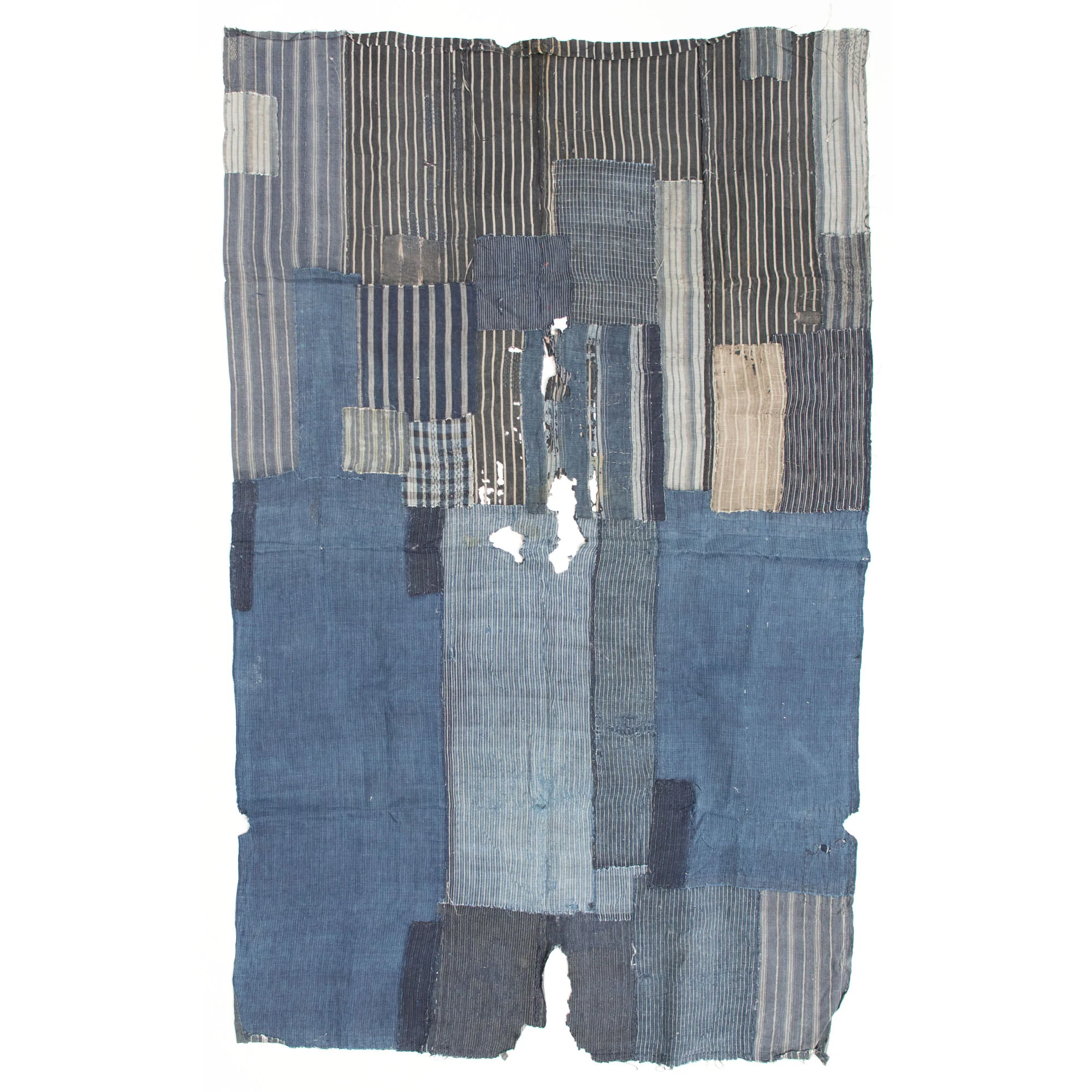 Indigo Shima Boro Sheet | Japanese Patchwork Textile