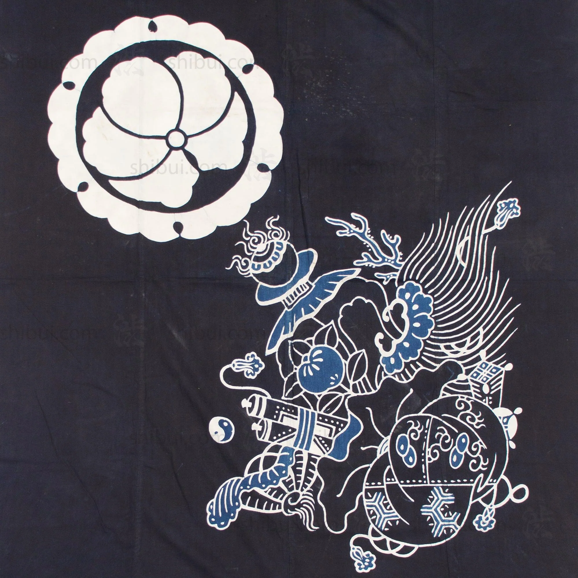 Ivy Mon And Lucky Symbol Indigo Tsutsugaki Furoshiki - Image 4